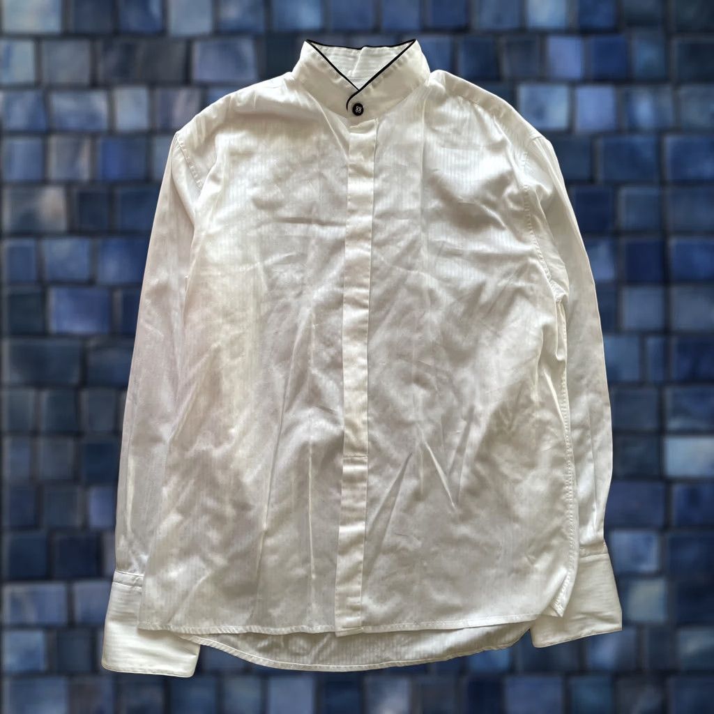 Eton Etón Dress Shirt Mens 17.5 White Cotton Woven French Cuff Stand-Up Collar Elegant Royal Eton Royal Two Fold Vintage N/A Size US XXL / EU 58 / 5 - 1 Thumbnail