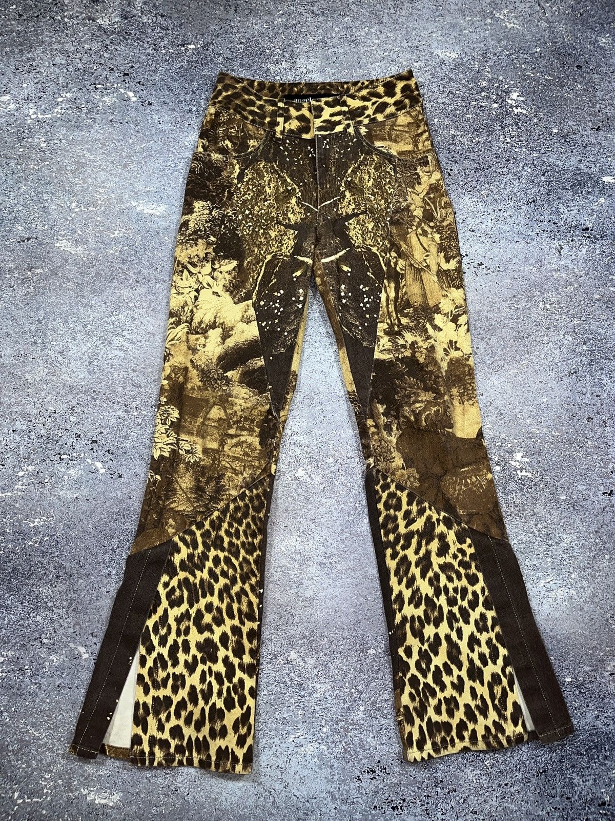 Japanese Brand Y2k Robeto Cavalli style Baroque Art Flared Denim Pants Size 27" / US 4 / IT 40 - 1 Thumbnail