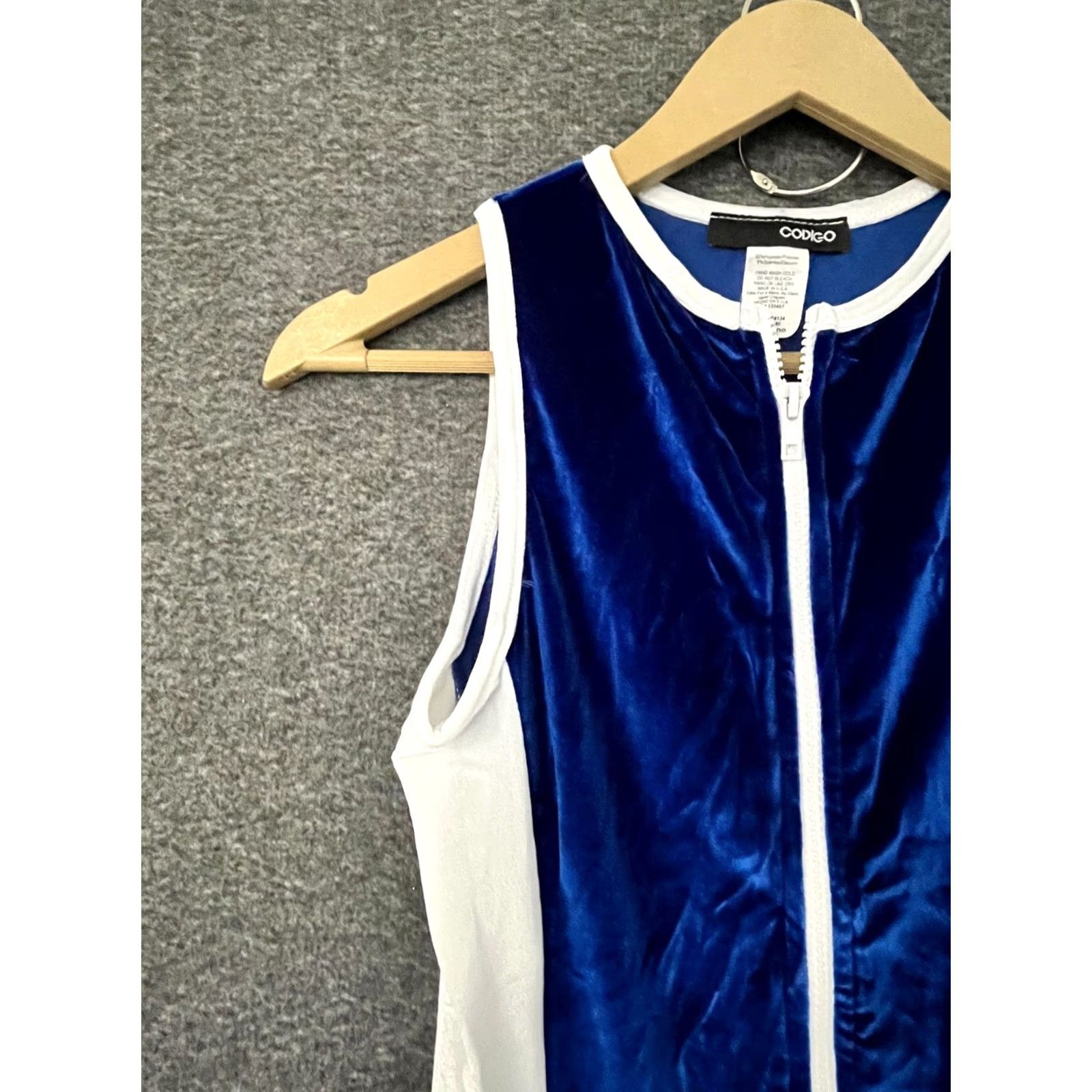 Vintage Codigo Women's Yoga Sleeveless Tight 1/4 Zip Round Neck Blue Jumpsuit Size M Size 32" / US 10 / IT 46 - 6 Thumbnail