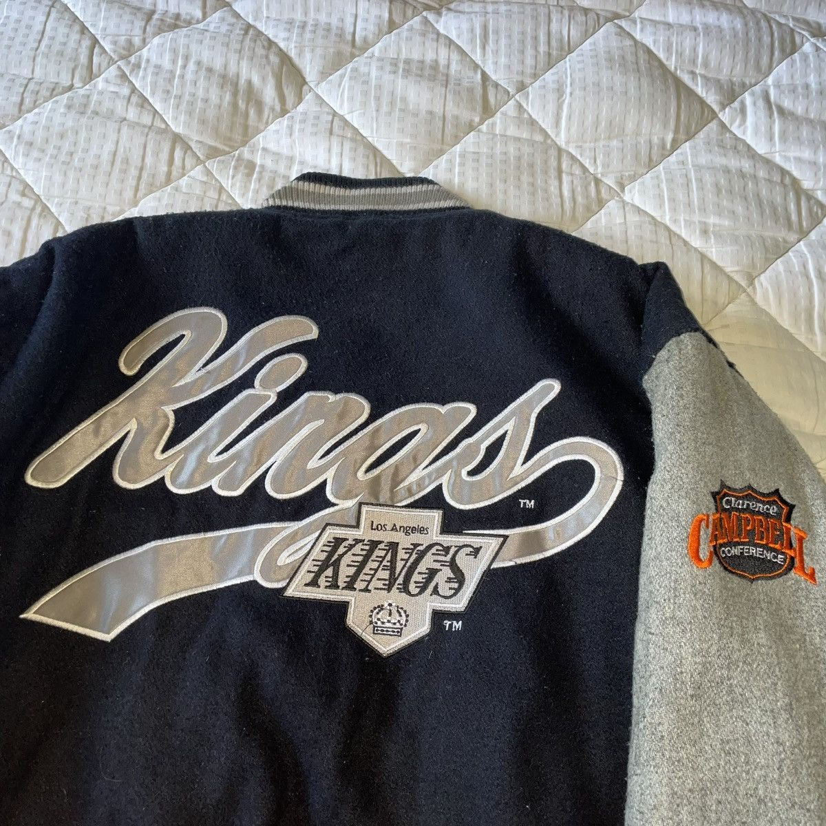 NHL LA KINGS Logo Athletic Wool Bomber Jacket Size US L / EU 52-54 / 3 - 2 Thumbnail