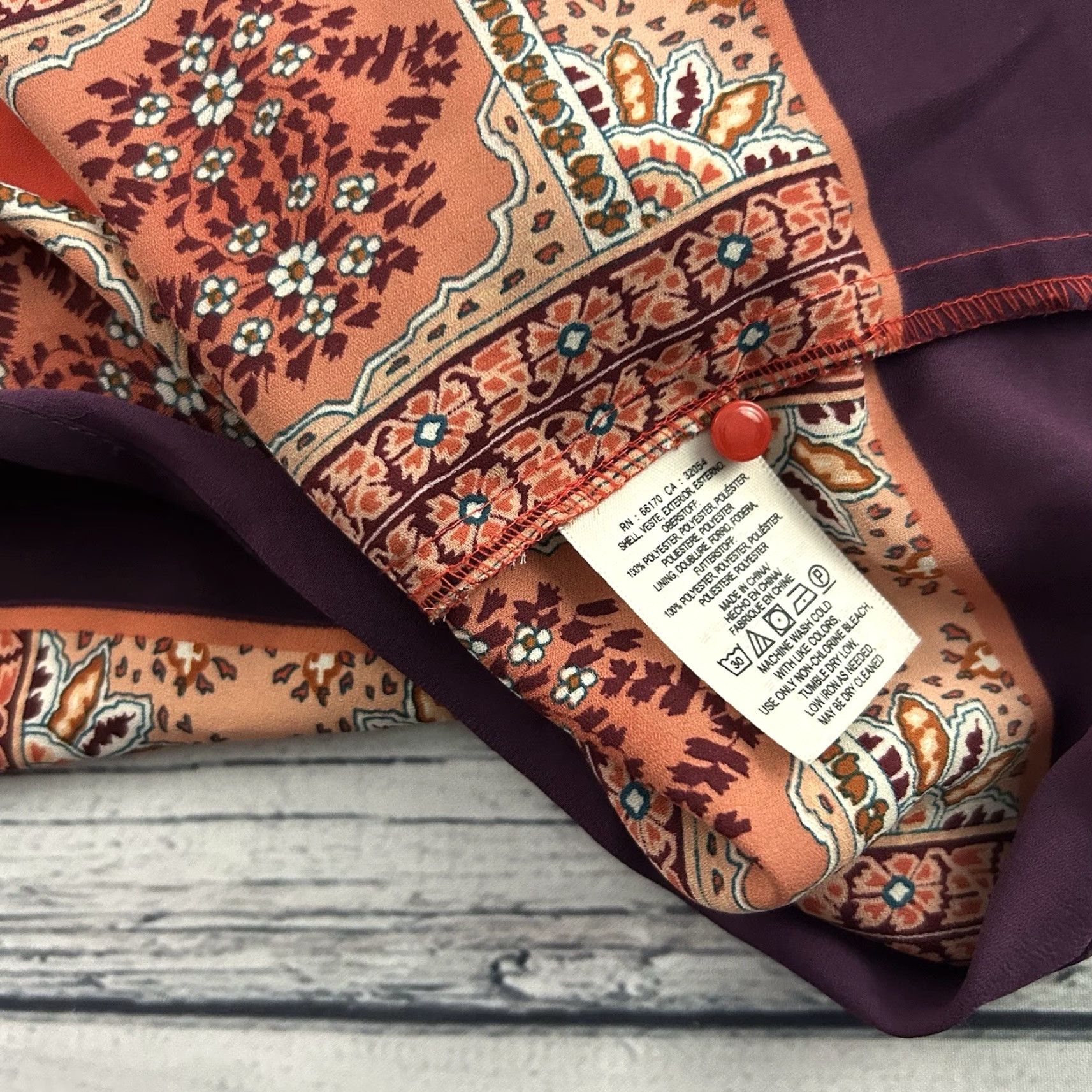 Vintage Maeve Anthropologie Blouse Floral Red 2 Women's Sleeve 1/2 Shirt, Maroon, Easy Care, Vintage? Size XS / US 0-2 / IT 36-38 - 5 Thumbnail
