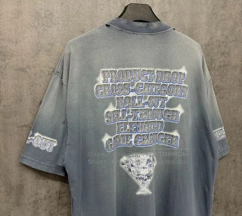 Balenciaga Balenciaga Diamond Logo Distressed Tee. Size US XXL / EU 58 / 5 - 2 Thumbnail
