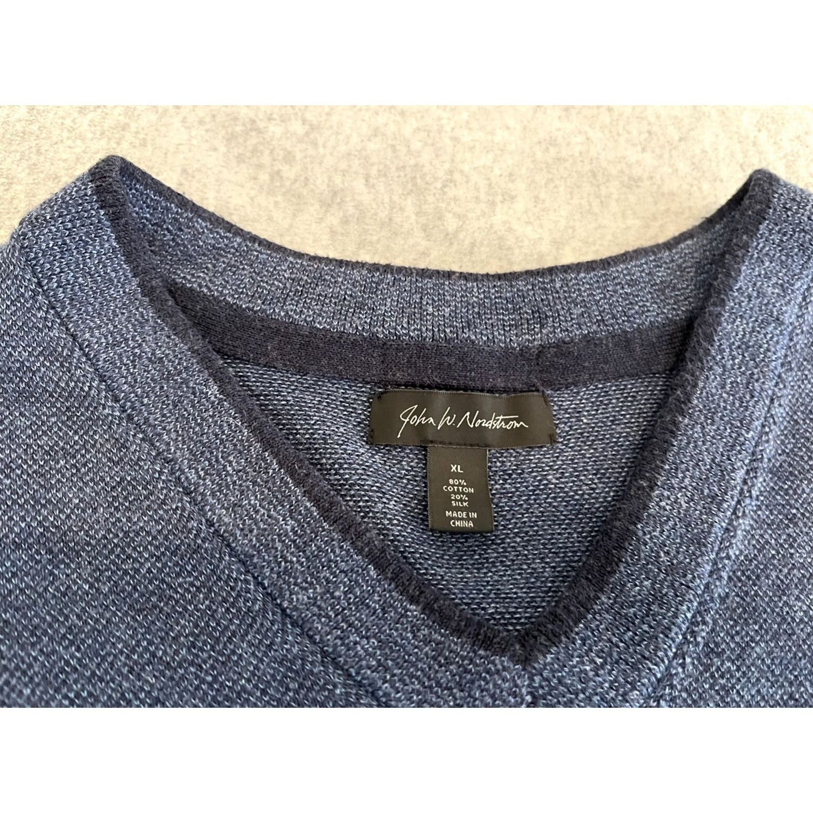 Nordstrom John W Nordstrom Cotton Silk Blue Pullover Sweater Mens XL Size US XL / EU 56 / 4 - 2 Thumbnail
