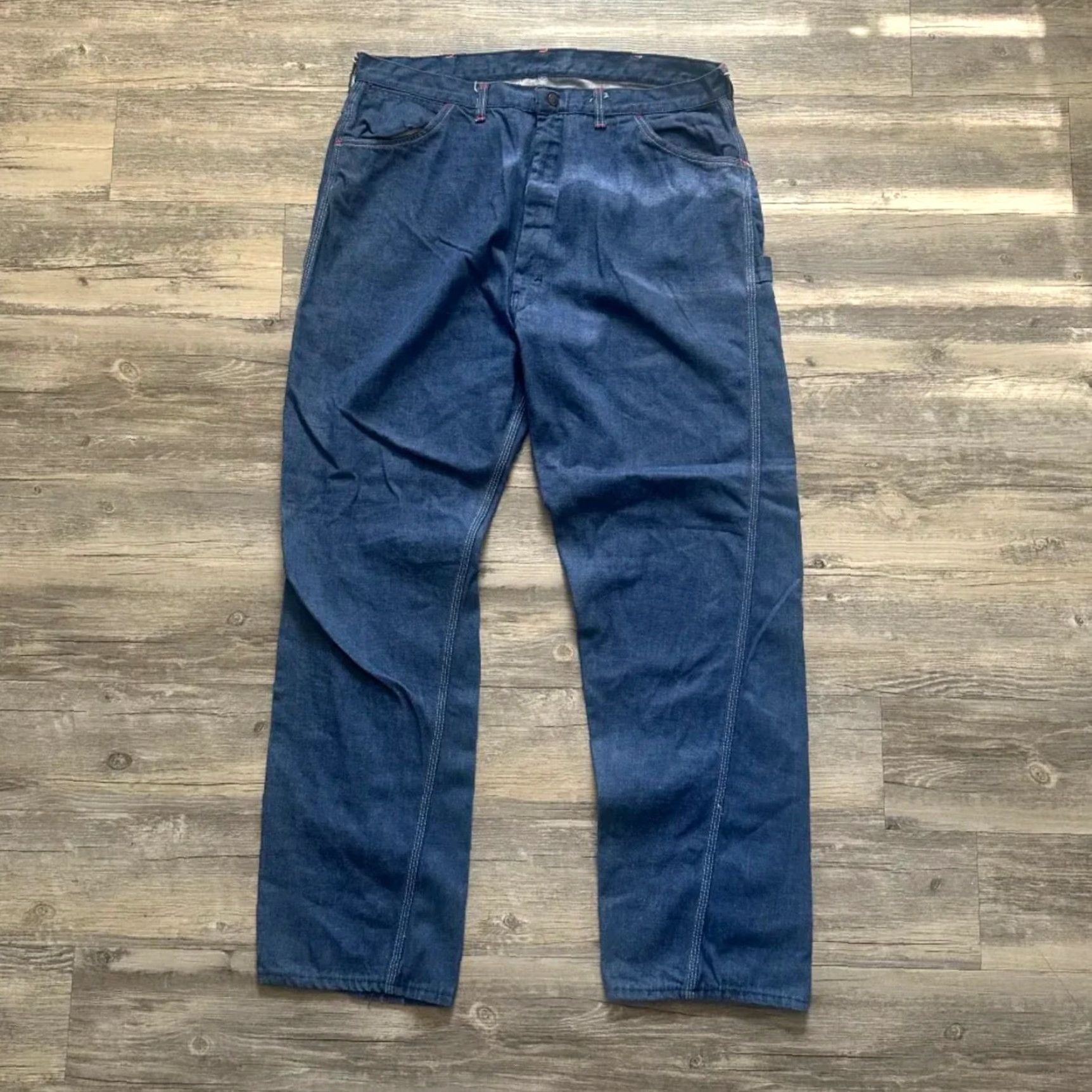 Sears VINTAGE Denim Carpenter Jeans 38X32 Sears Men Blue 60s 70s Regular Straight Inseam 38 Size US 38 / EU 54 - 3 Thumbnail