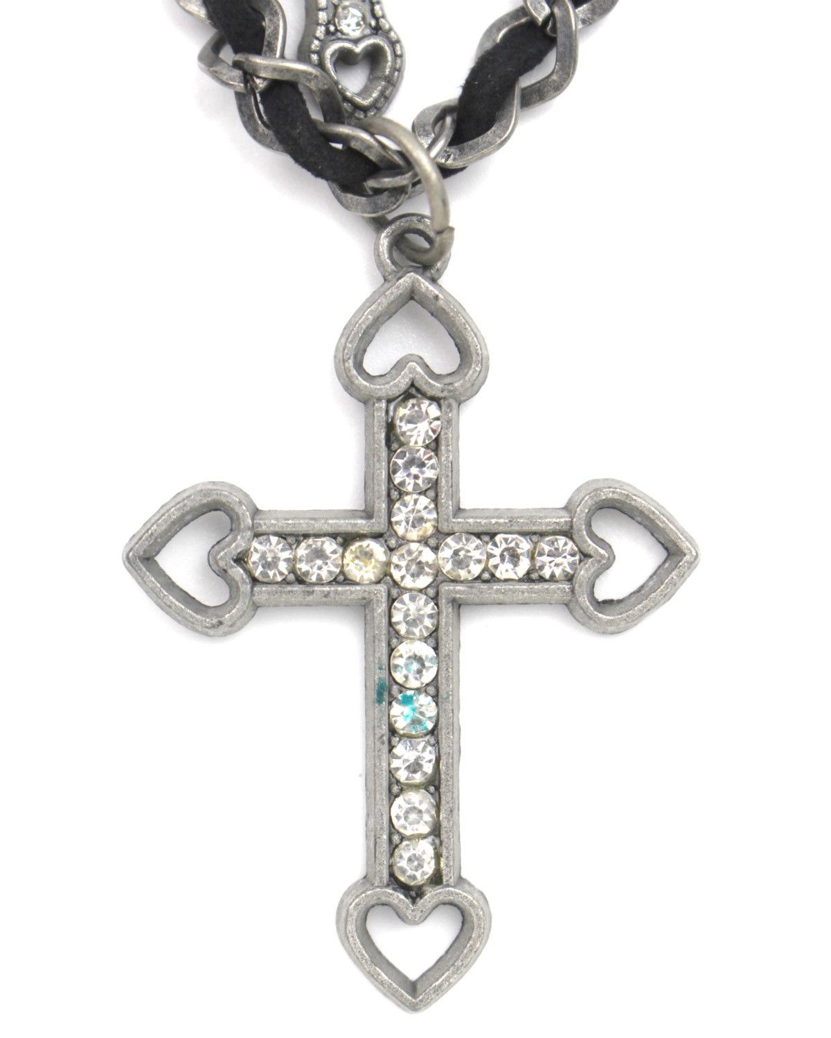 If Six Was Nine 1990S BLACK VELVET WOVEN CURB CHAIN ANTIQUED SILVER NECKLACE Size ONE SIZE - 2 Thumbnail
