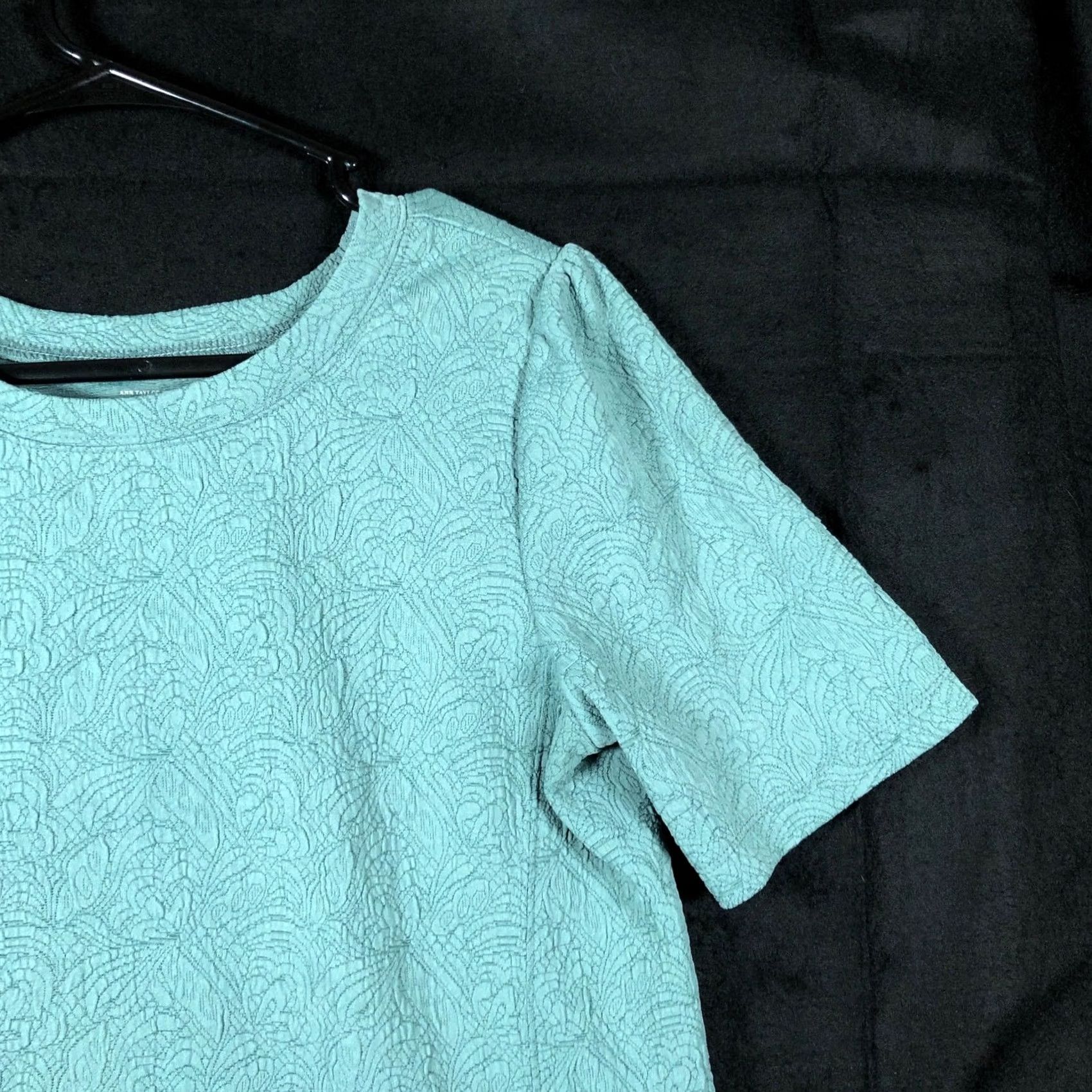 Loft LOFT Womens Blouse Short Sleeve Green Blue Textured Crew Neck M Size M / US 6-8 / IT 42-44 - 5 Thumbnail