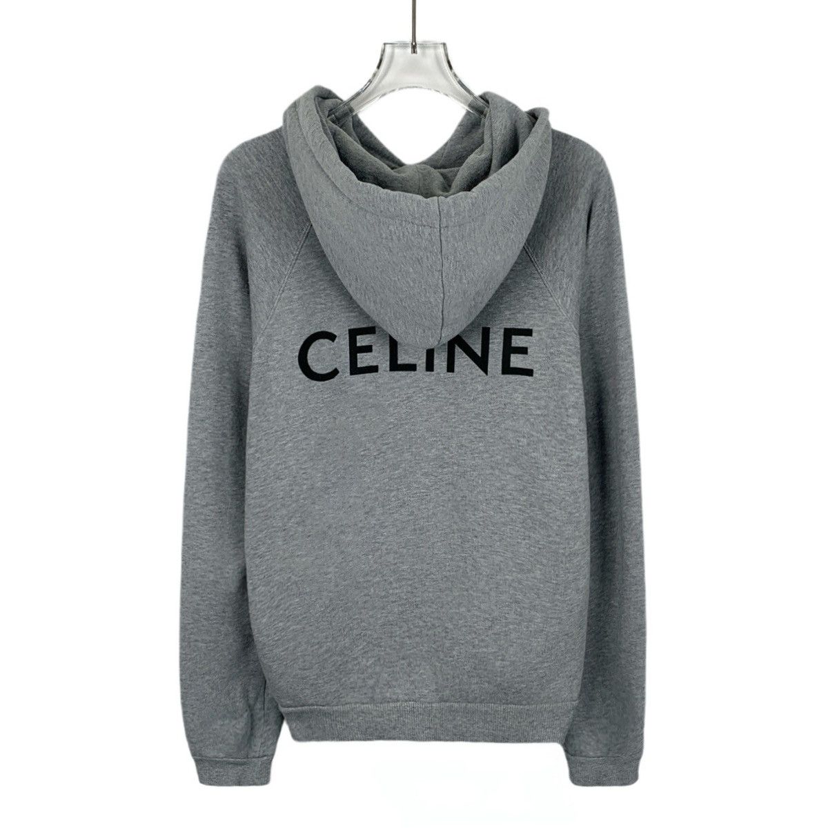 Celine Celine Grey Logo Printed Cotton Hooded Sweatshirt K26WX Size XS / US 0-2 / IT 36-38 - 2 Thumbnail