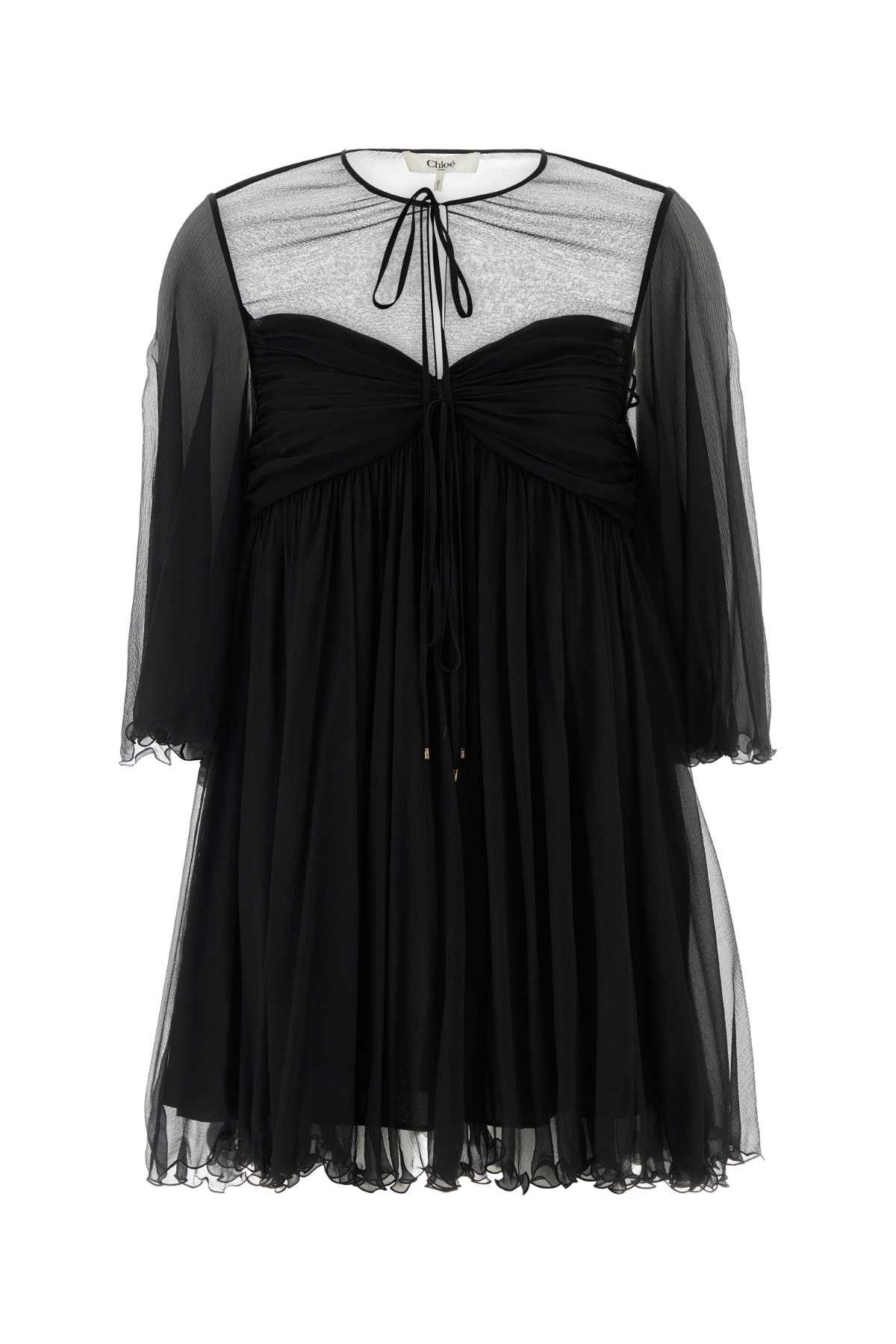 Chloe Black Georgette Mini Dress Size S / US 4 / IT 40 - 1 Thumbnail