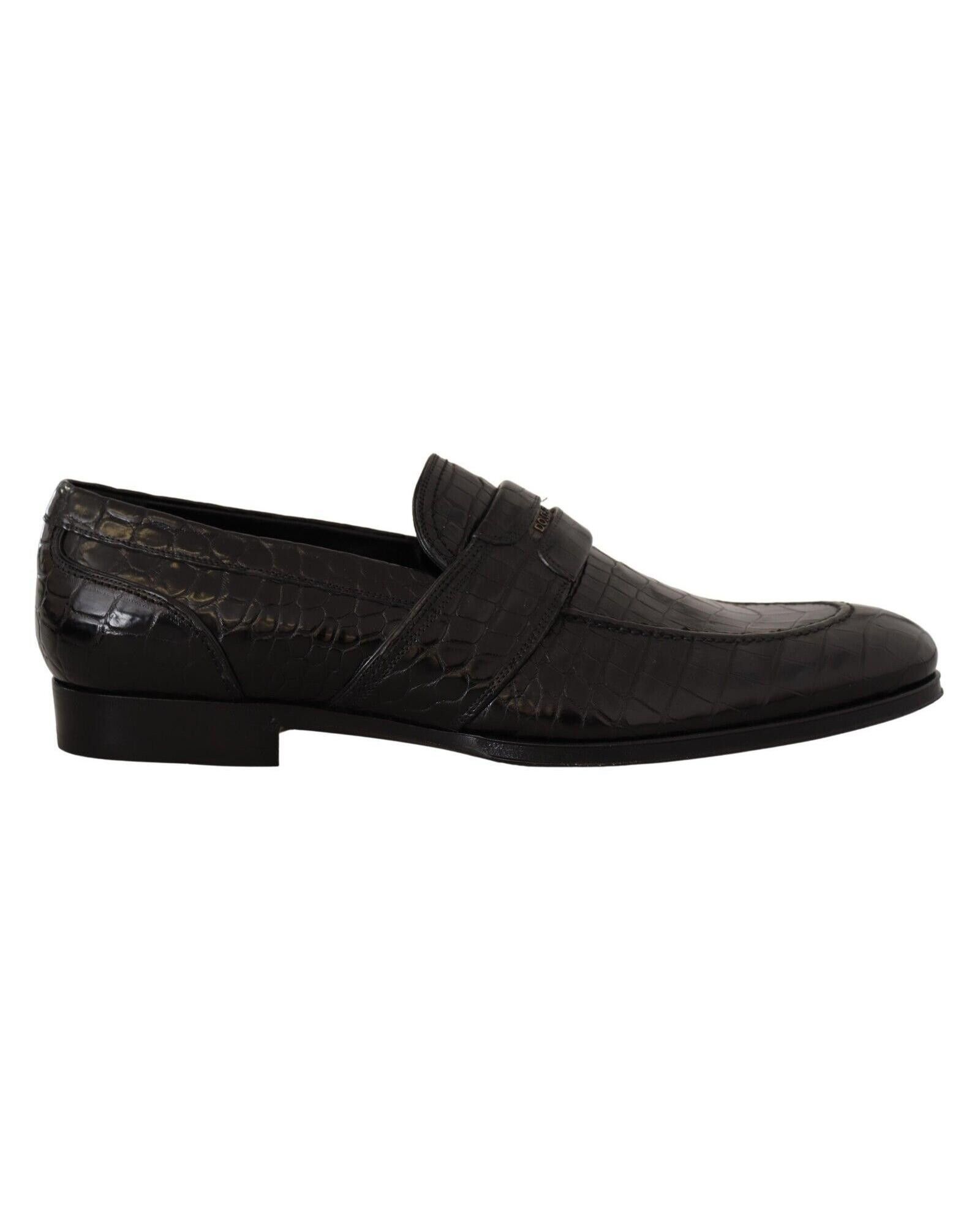 image of Dolce Gabbana Exquisite Crocodile Leather Slip-On Moccasin Shoes in Black, Men's (Size 11)