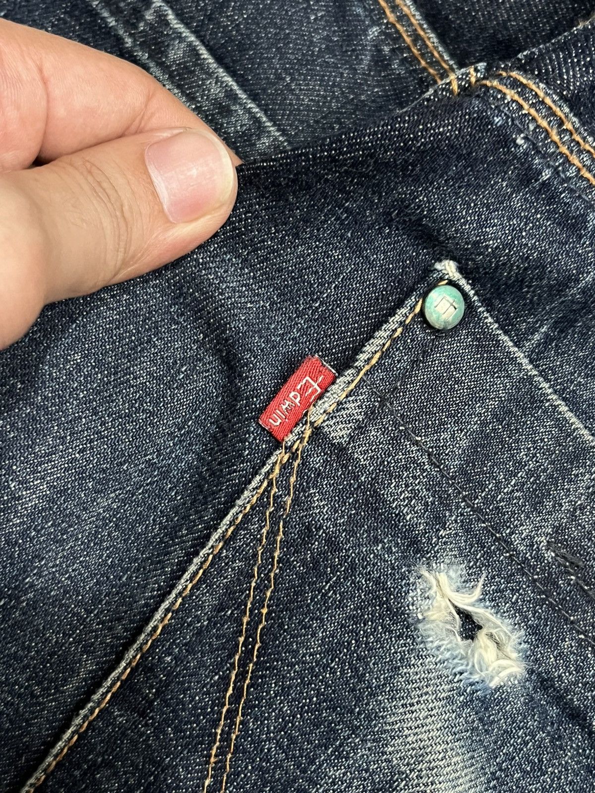 Edwin Vintage Edwin E Function Dark Blue Washed Distressed Jeans Size US 29 - 8 Thumbnail
