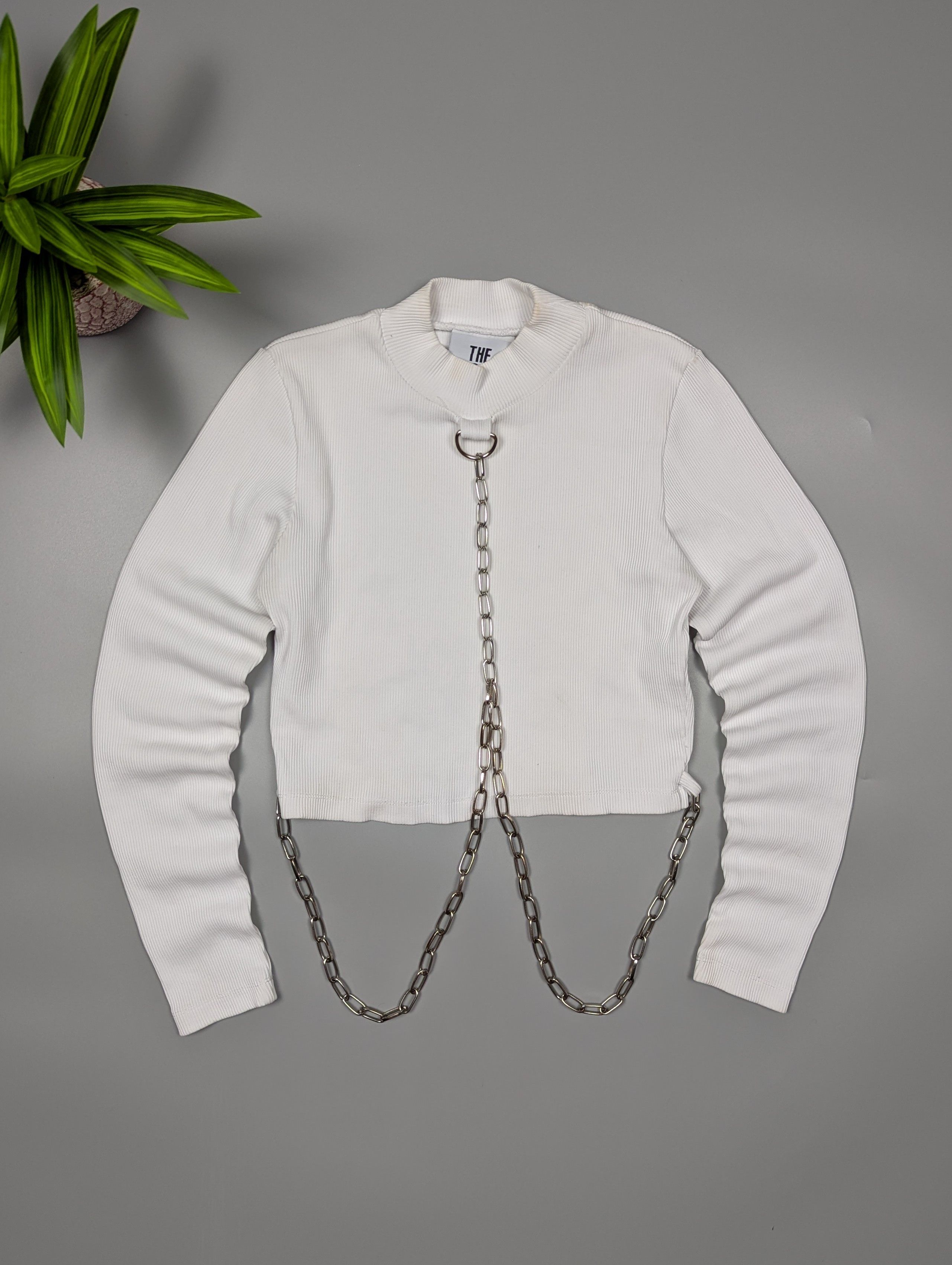 The Ragged Priest The Ragged Priest Ribbed Chain Crop Top M – White Y2K Grunge Size M / US 6-8 / IT 42-44 - 1 Thumbnail