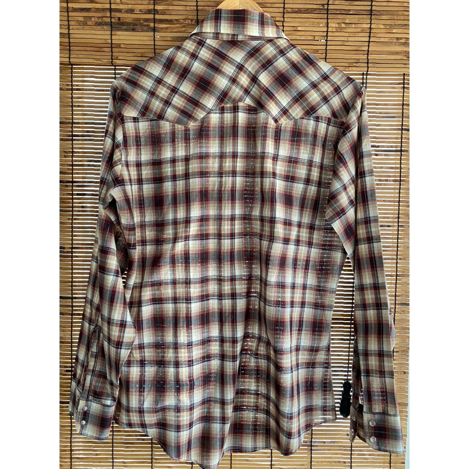 Levi's VINTAGE Levi's Mens Pearl Snap Western Shirt 70s M Brown Check Button-Up Long Sleeve 29” 21” 24” | Mens Size US M / EU 48-50 / 2 - 2 Thumbnail