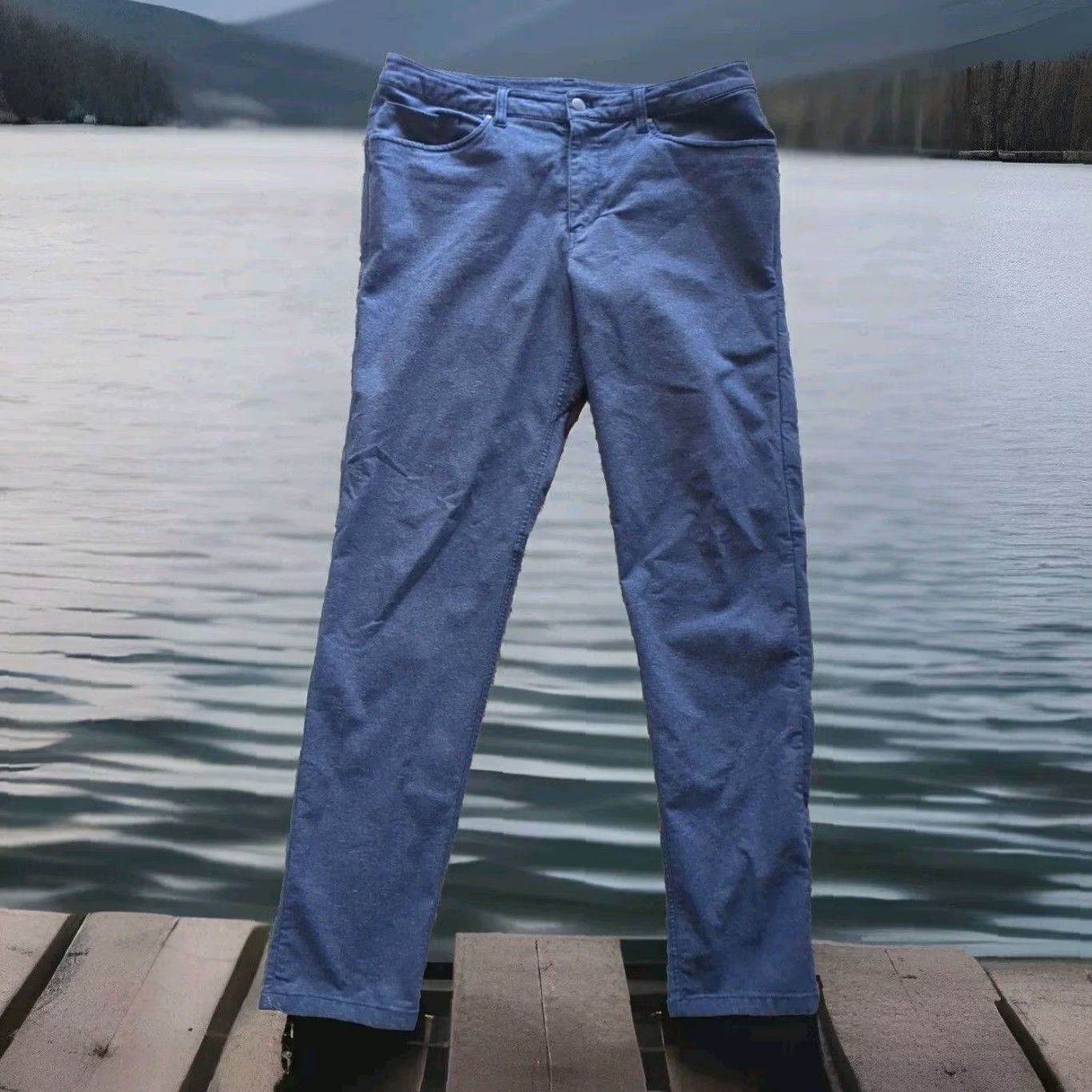 Lululemon LULULEMON Pants Trouser Blue 34 Slim Tapered 32 Inseam Flat Front 5-Pocket Chino Casual Workwear Men Size US 34 / EU 50 - 2 Thumbnail