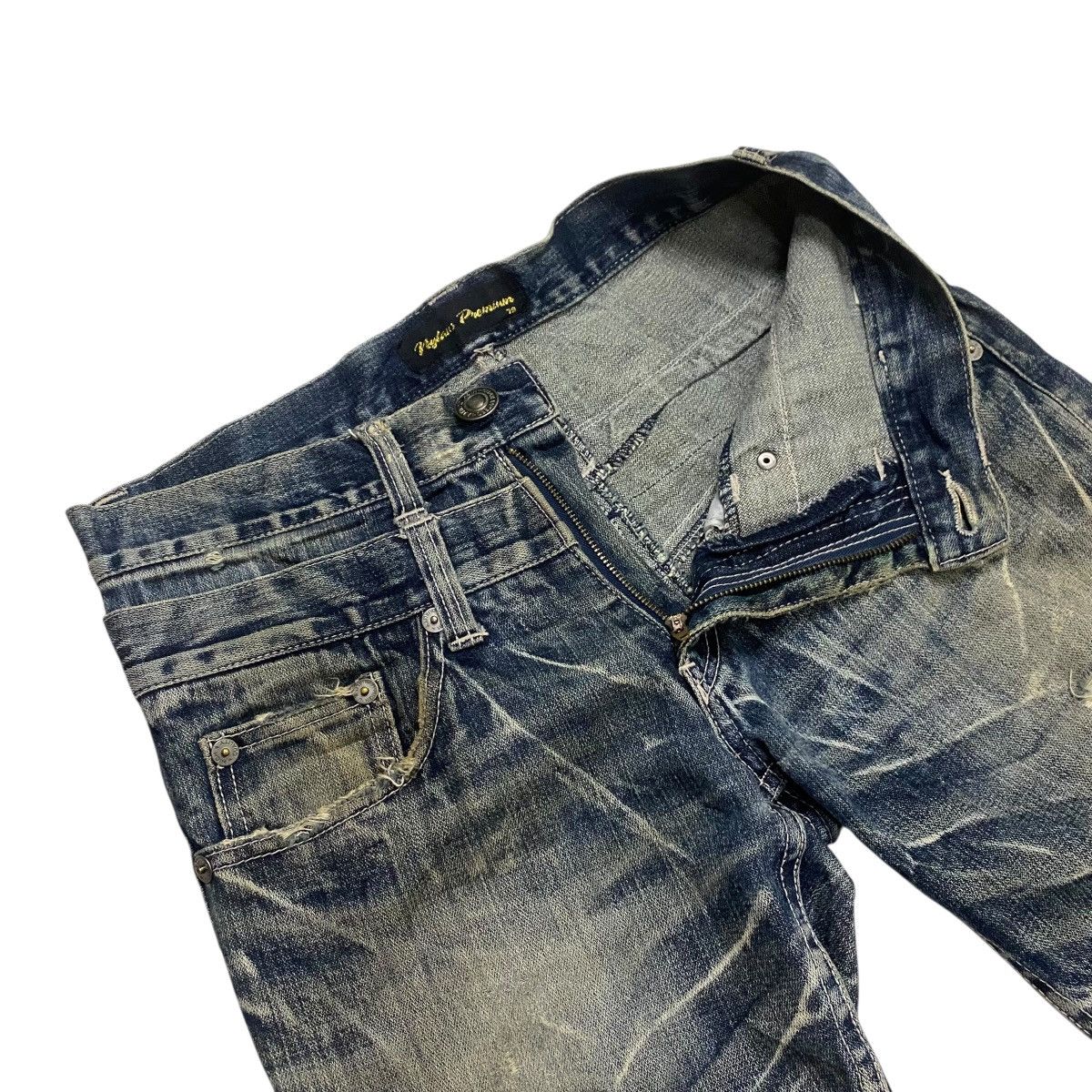 If Six Was Nine × Japanese Brand Nylaus Premium double waist distressed flare denim Size US 32 / EU 48 - 6 Thumbnail