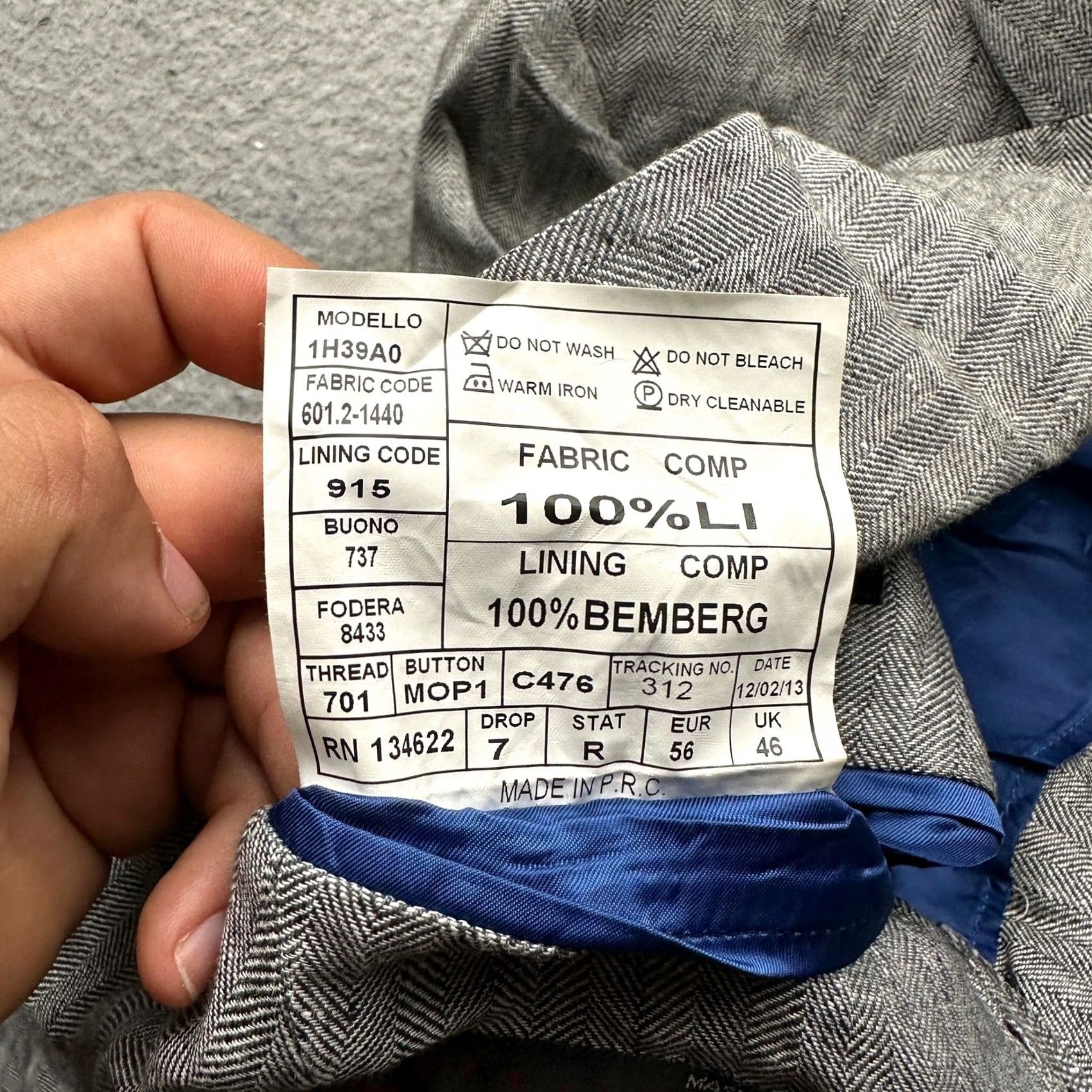 Suitsupply SuitSupply Blazer Coat Mens UK 46 XXL Herringbone Gray Linen Button Overcoat Regular Size 46R - 3 Thumbnail