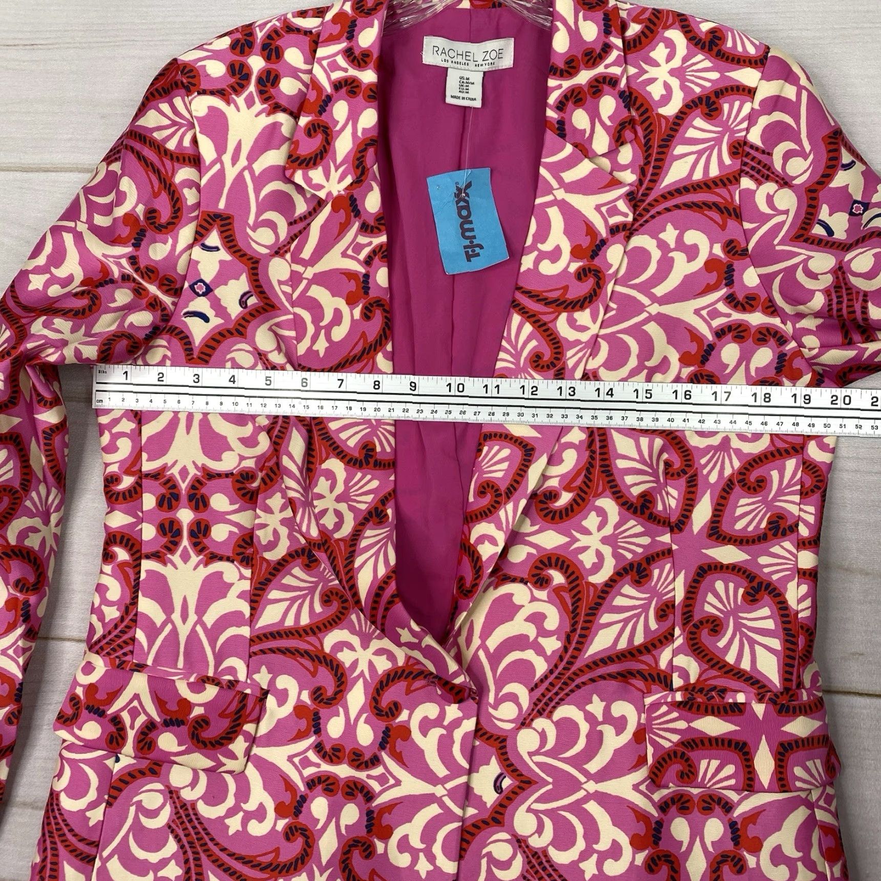Rachel Zoe Rachel Zoe Blazer Shirt Womens M Pink Satin Geometric Baroque Beadwork 90s Designer Luxe NWT Size M / US 6-8 / IT 42-44 - 7 Thumbnail