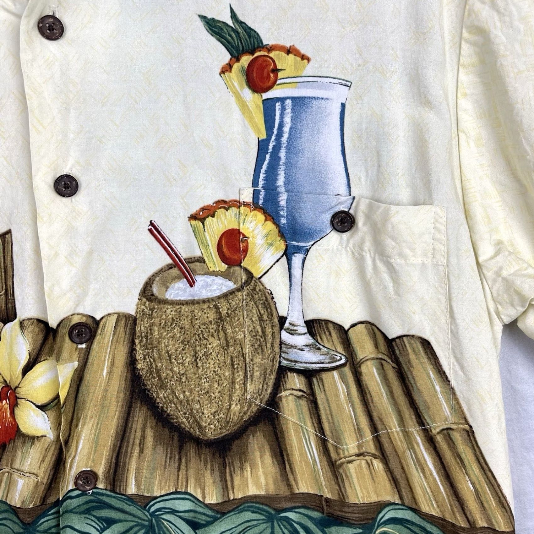 Tori Richard VINTAGE Tori Richard Shirt Mens Large Green Yellow Hawaiian Cocktails Aloha Size US L / EU 52-54 / 3 - 4 Thumbnail