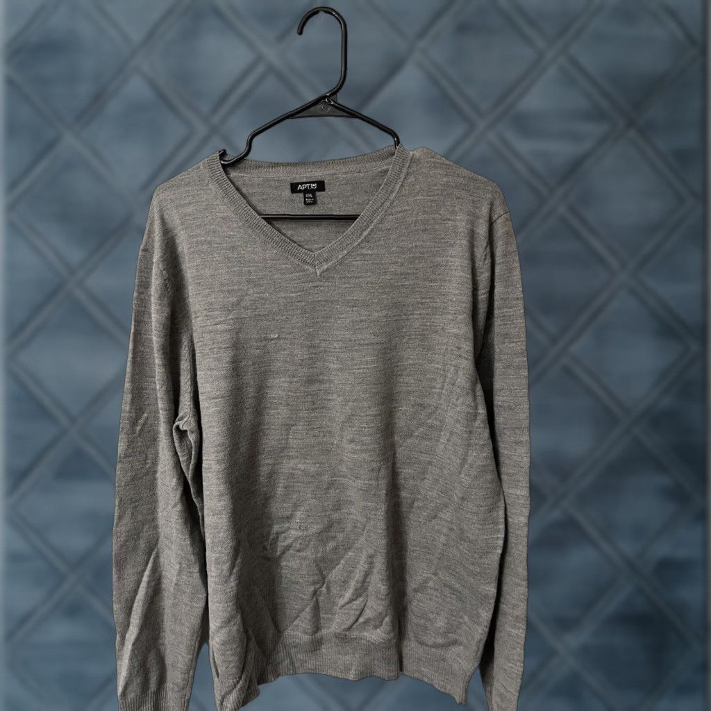 Apt. 9 APT. 9 Merino Wool Blend Pullover Sweater Men 2XL Gray V-Neck Long Sleeve Size US XXL / EU 58 / 5 - 1 Thumbnail