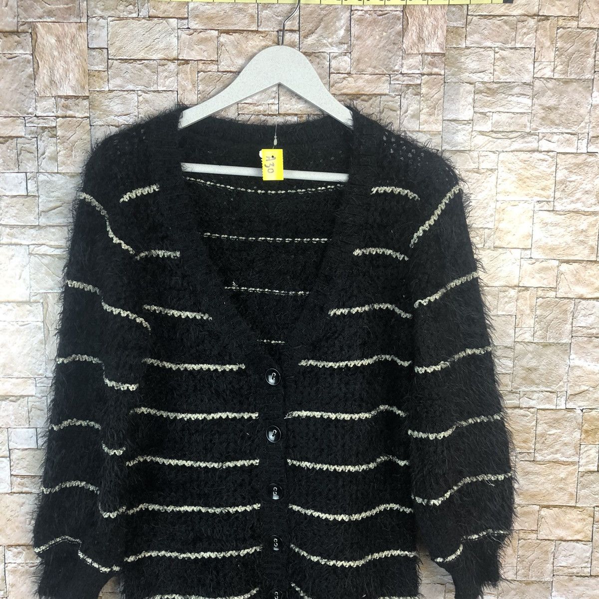 Vintage LLyabaccot Black Shag Shaggy Fur Mohair Cardigan #A30 Size M / US 6-8 / IT 42-44 - 2 Thumbnail