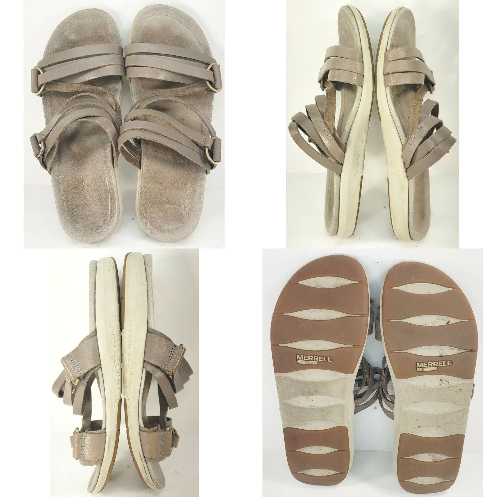 Merrell Merrell Women's Taupe Leather Slide Sandal 8M Kalari Brindle J84434 Size US 8 / IT 38 - 8 Thumbnail