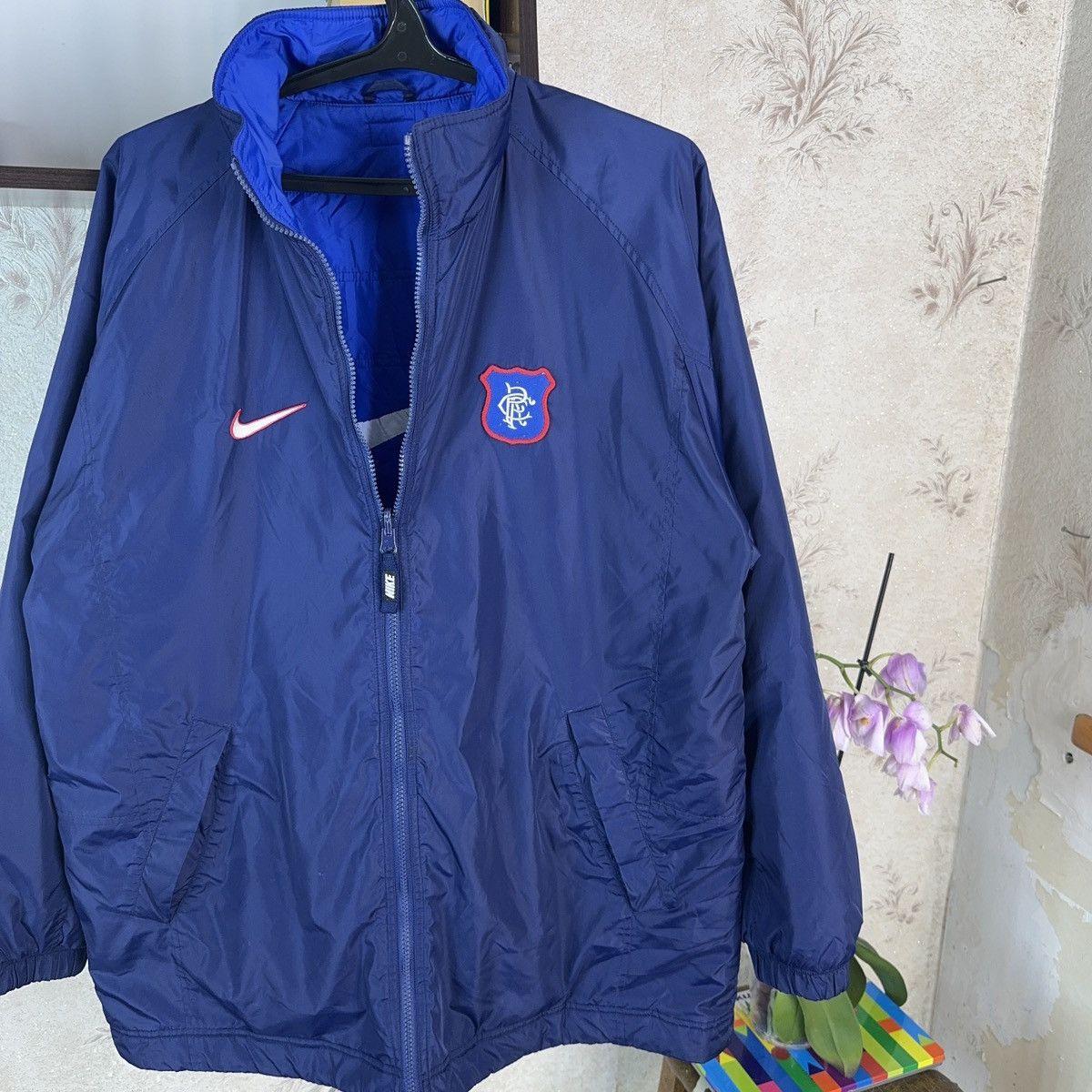 Nike × Vintage Vintage Nike Glasgow Rangers 1997 Jacket Reversibl Blue Size US L / EU 52-54 / 3 - 15 Thumbnail