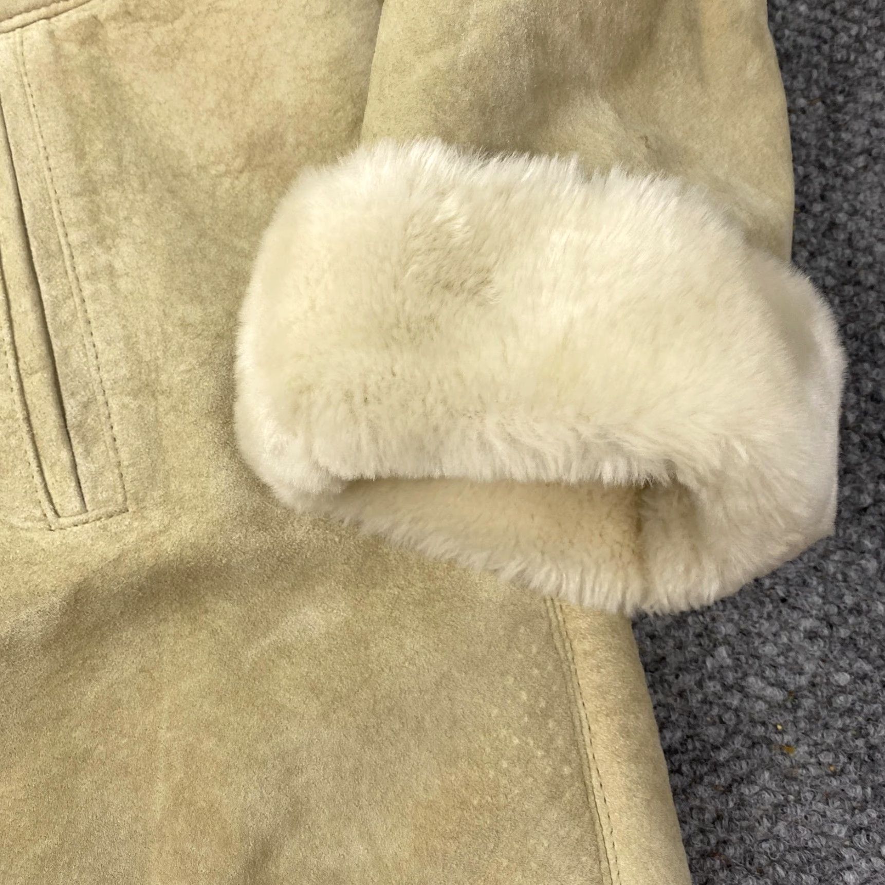 Jones New York JONES NEW YORK Leather Sport Coat Womens Large Tan Faux Shearling Zip Mid-Length Size L / US 10 / IT 46 - 3 Thumbnail
