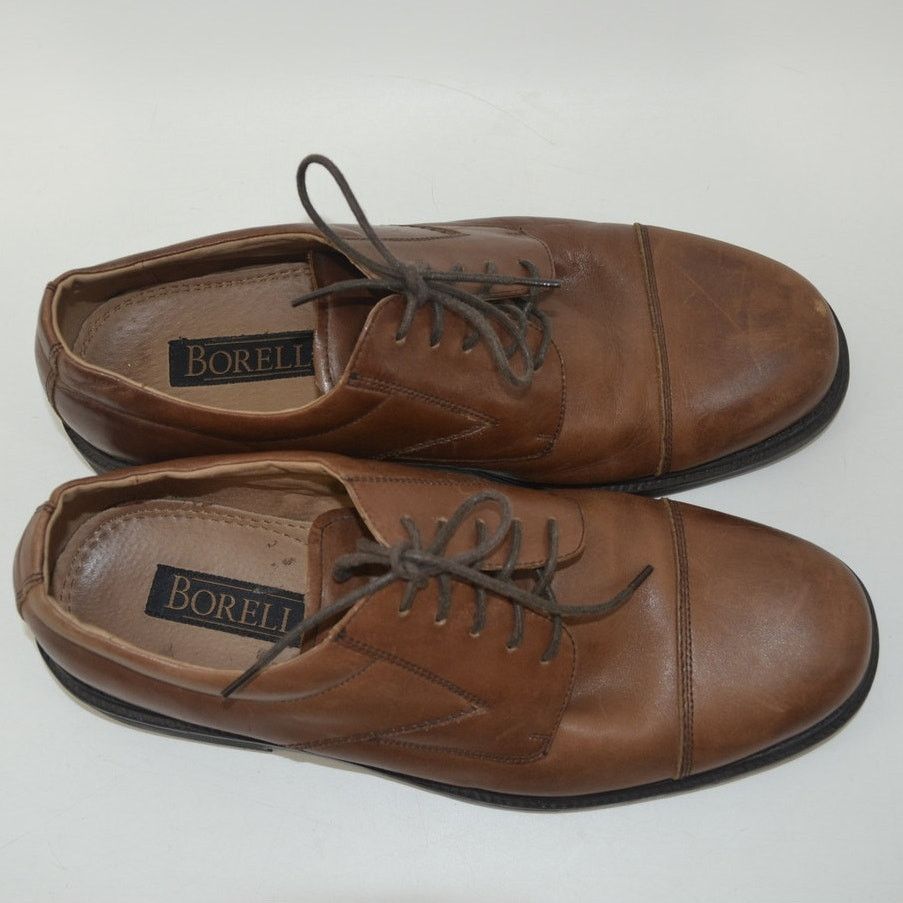 Other Borelli Brown Men's Oxford Lace Up Leather Round Toe Size 11 Size US 11 / EU 44 - 14 Thumbnail