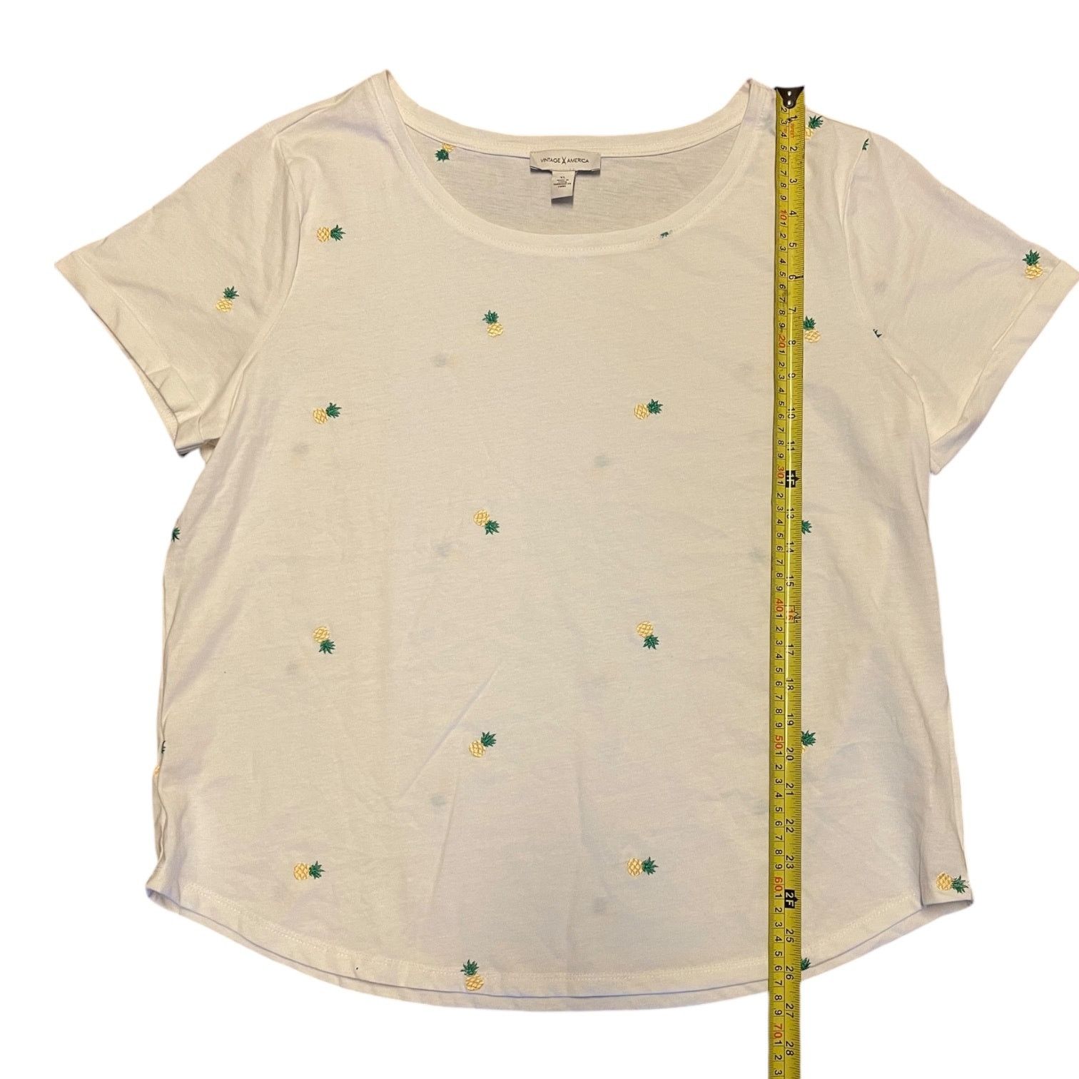 Other Vintage X America White Cotton Blend Pineapple Shirt XL NWOT Size XL / US 12-14 / IT 48-50 - 4 Thumbnail