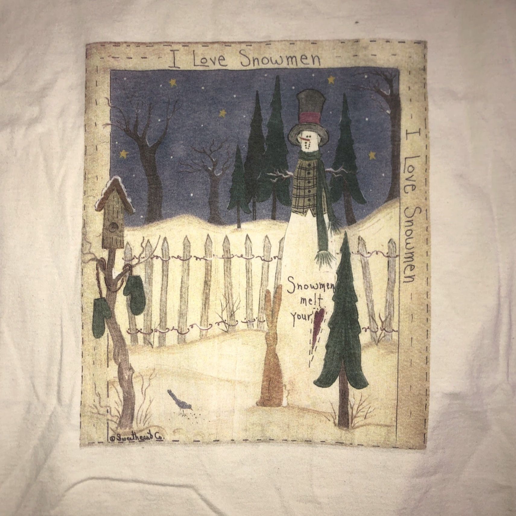 J Brand VINTAGE Murina T-Shirt Snowman Christmas Single Stitch Mens Size L White USA Size US L / EU 52-54 / 3 - 2 Thumbnail