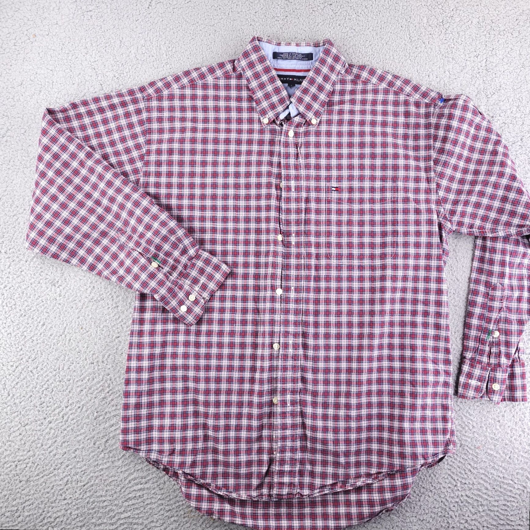 Tommy Hilfiger Tommy Hilfiger Shirt Mens Large Check Red Long Sleeve Button Casual Cotton Size US L / EU 52-54 / 3 - 2 Thumbnail