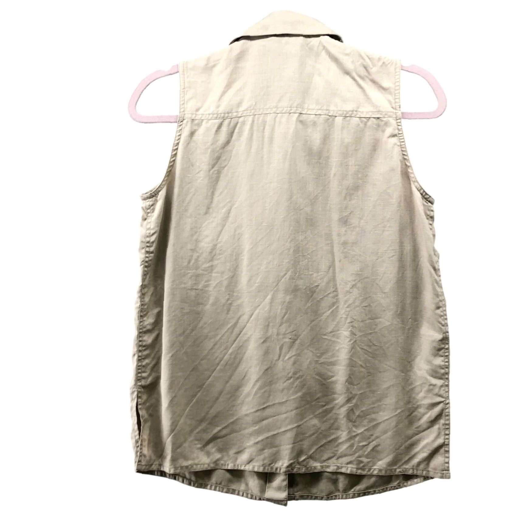 Ann Taylor VTG Ann Taylor Shirt Linen Sleeveless Womens S Beige Button Up Collared Casual 100% Linen Summer Vintage Women’s S Beige Button-Up Collared Shirt Size S / US 4 / IT 40 - 2 Thumbnail