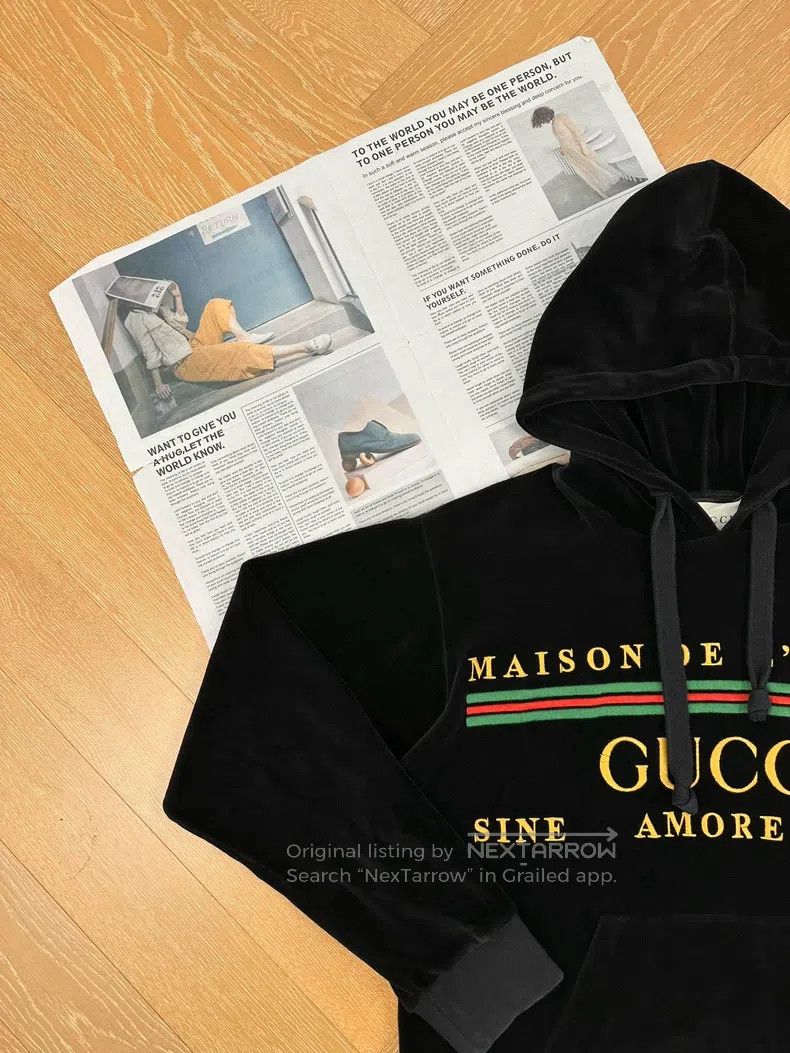Gucci Gucci Logo letter embroidery printed hooded pullover velve Size US XS / EU 42 / 0 - 6 Thumbnail