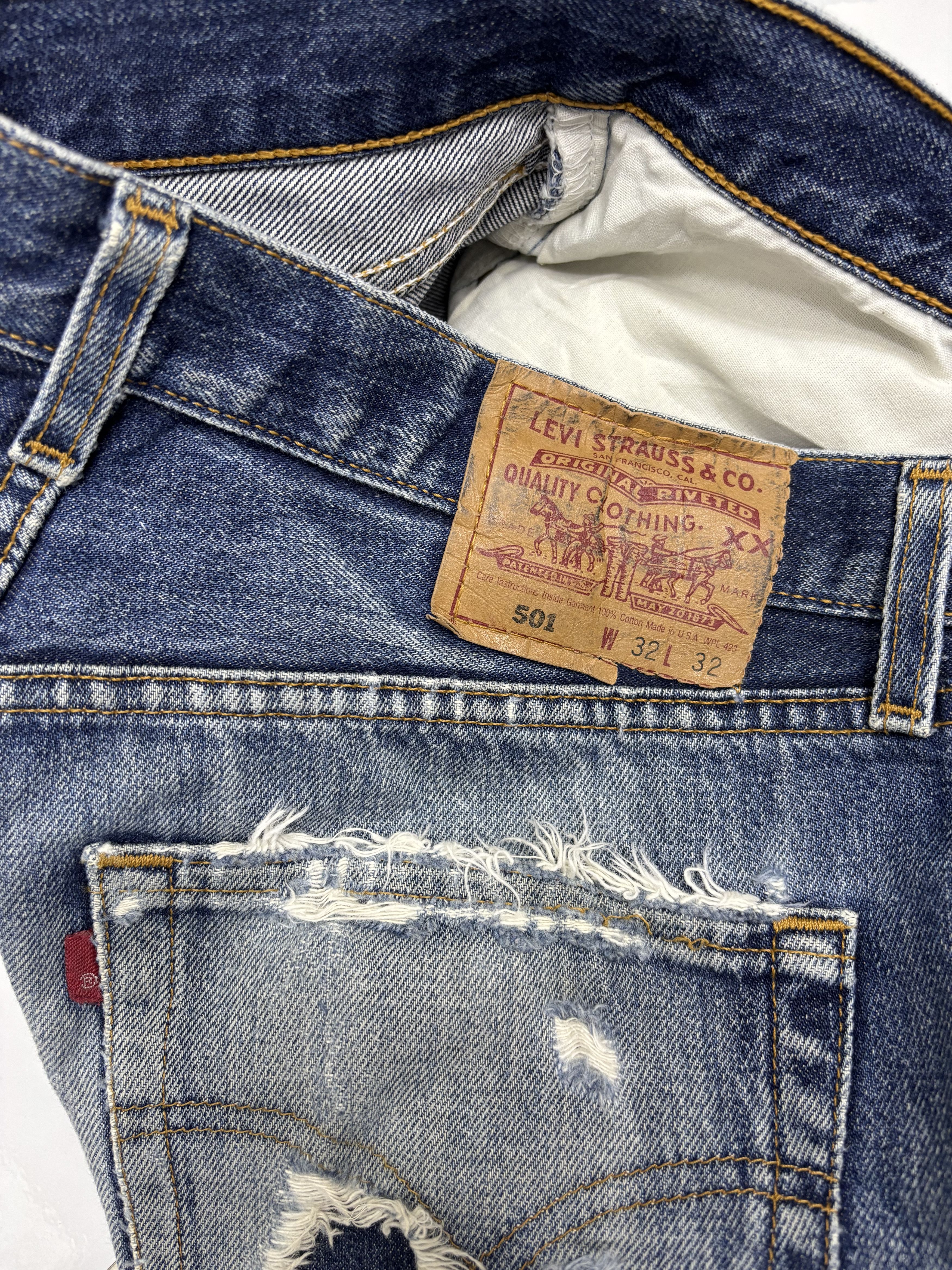 Kapital Vintage Levis 501 USA Distressed Denim Jeans Button 553 Size US 32 / EU 48 - 10 Thumbnail
