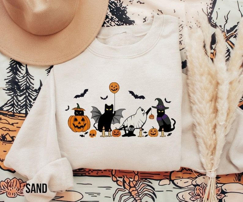 Designer Cat Halloween Sweatshirt Size L / US 10 / IT 46 - 1 Thumbnail