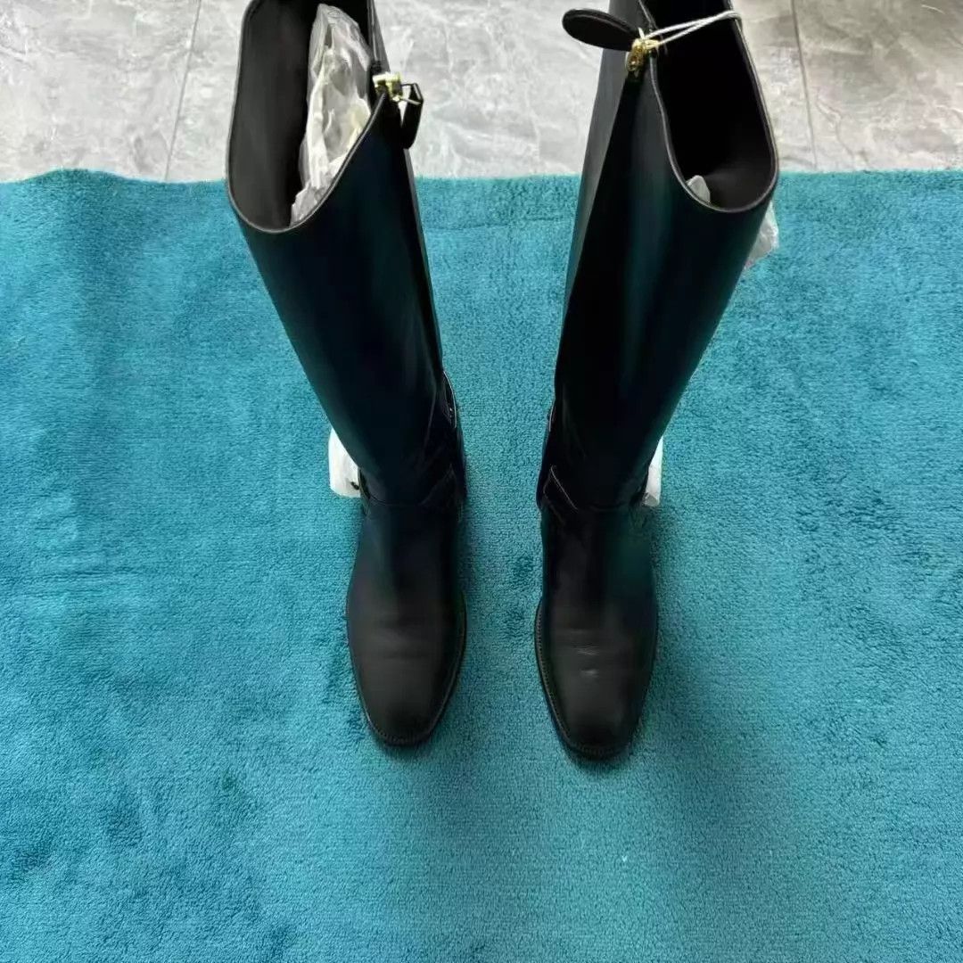 Chanel Chanel Black Gold CC Chain Knee-High Boots Size US 6.5 / IT 36.5 - 1 Thumbnail