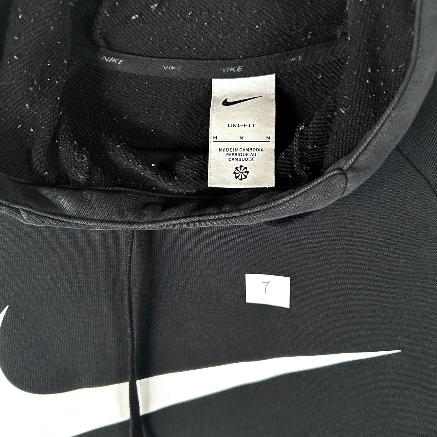 Nike Nike Dri-FIT Pullover Hoodie Black White Oversized Swoosh Mens Medium CU6267-010 Size US M / EU 48-50 / 2 - 2 Thumbnail