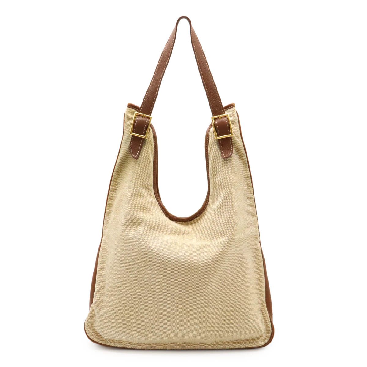 Hermes Hermes Masai Gm Canvas Leather Shoulder Bag Canvas Shoulder Bag Stamp D (2000) in Beige, Women's