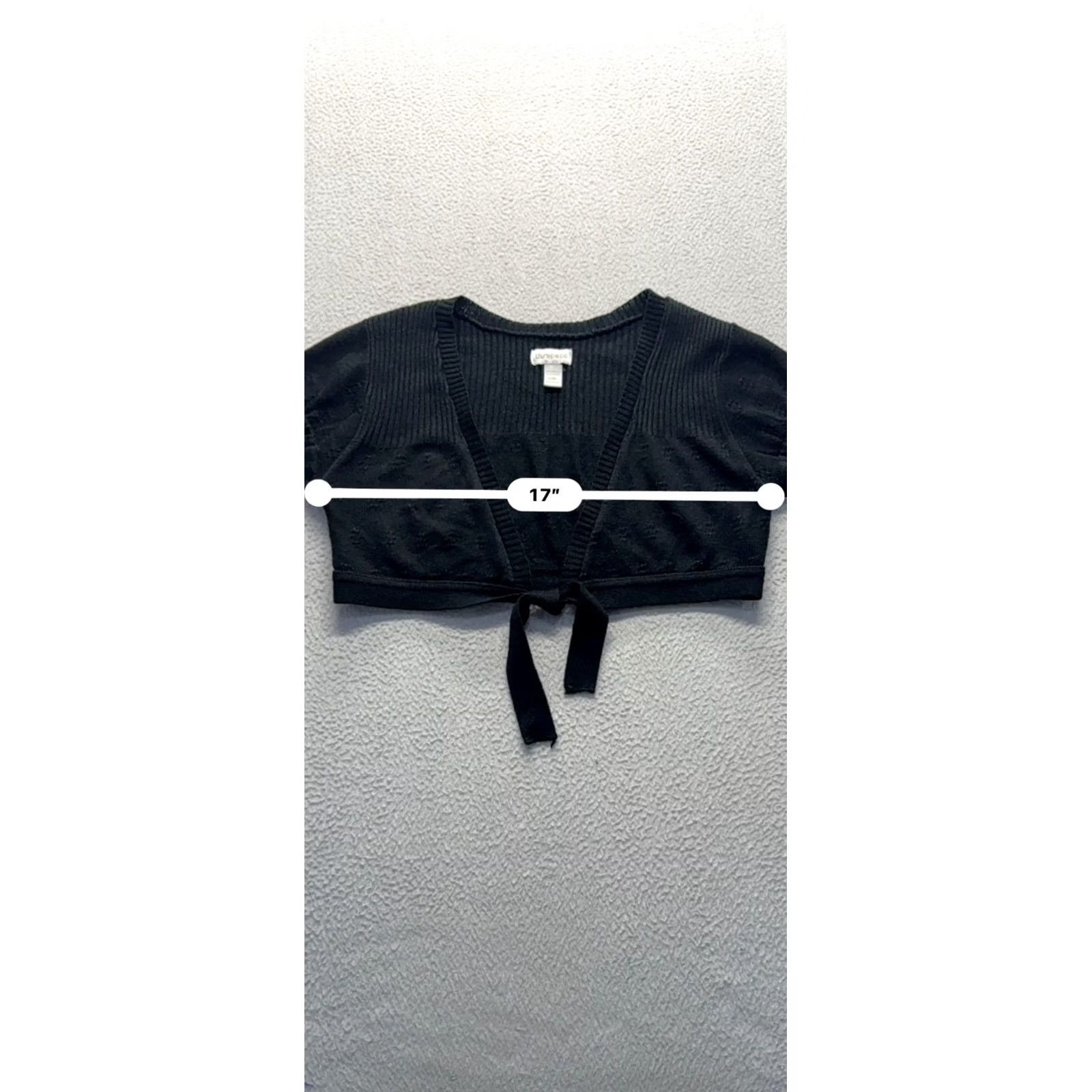 Vintage Limited Too Cardigan Shirt Women L Black Ribbed Tie-Front Cropped Acrylic USA Made 12.5in 17in Size L / US 10 / IT 46 - 6 Thumbnail