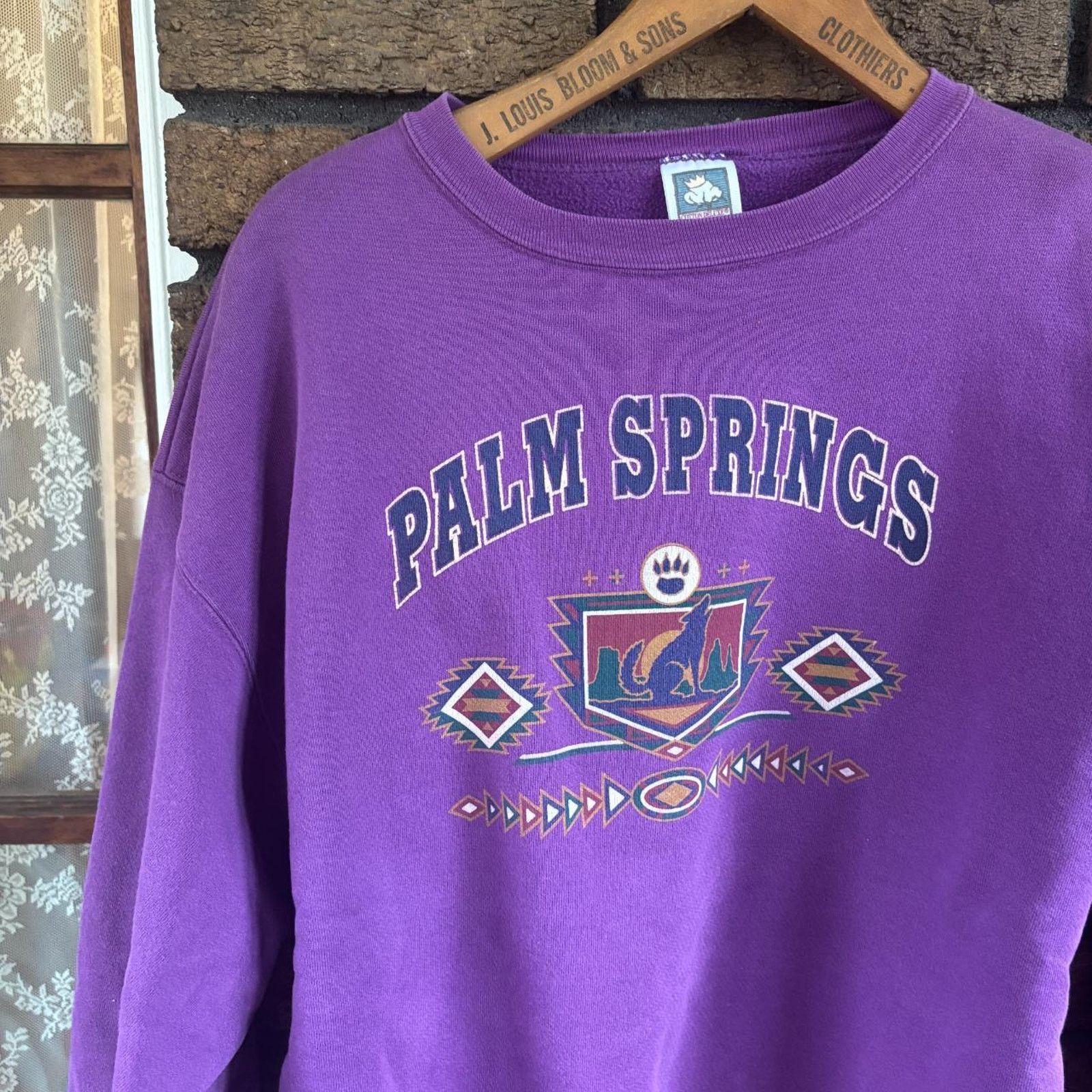 Vintage 1990s thick cotton vintage palm springs purple cotton sweat Size US XL / EU 56 / 4 - 1 Thumbnail