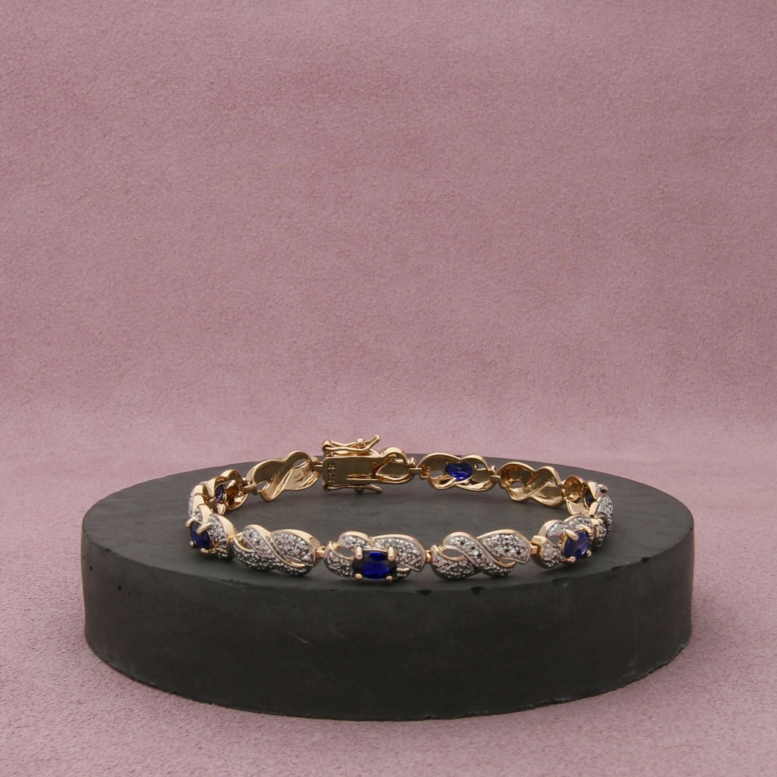 Sterling Silver sterling silver gold plate sapphire tennis bracelet 7.5in Size ONE SIZE - 1 Thumbnail