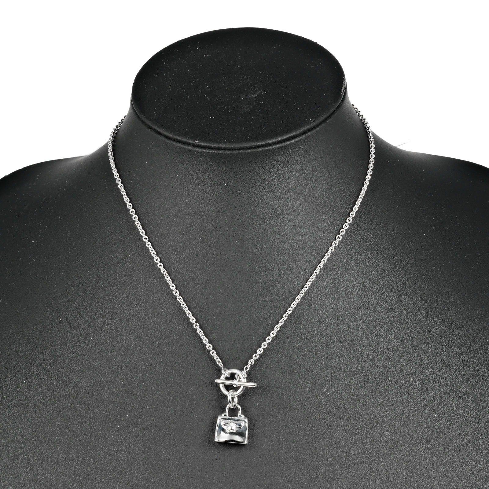 image of Hermes Kelly Necklace in Silver, Women's