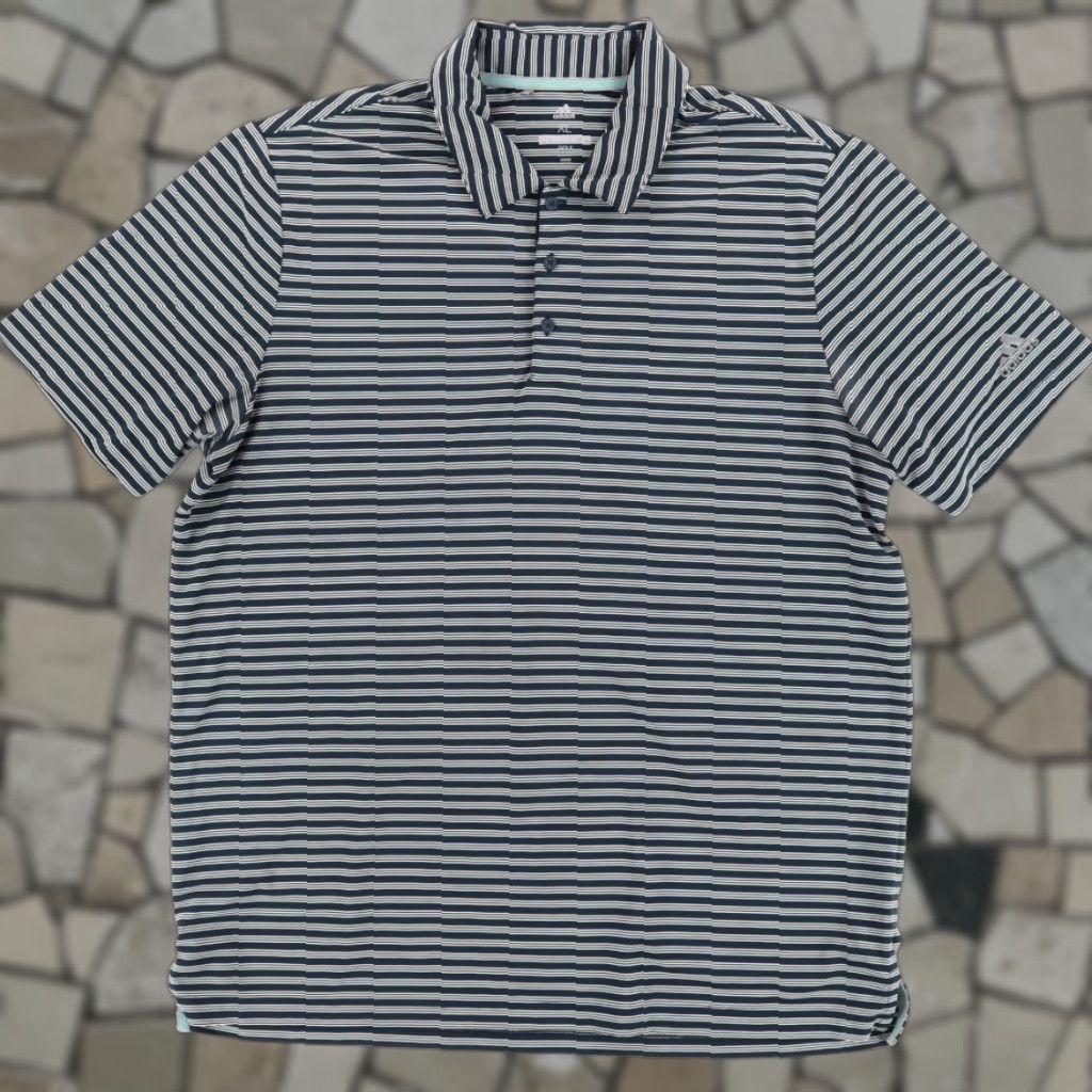 Adidas Adidas Golf Polo Shirt Navy Blue Striped XL Men’s Short Sleeve Polyester High Stretch Polo Shirt Size US XL / EU 56 / 4 - 1 Thumbnail