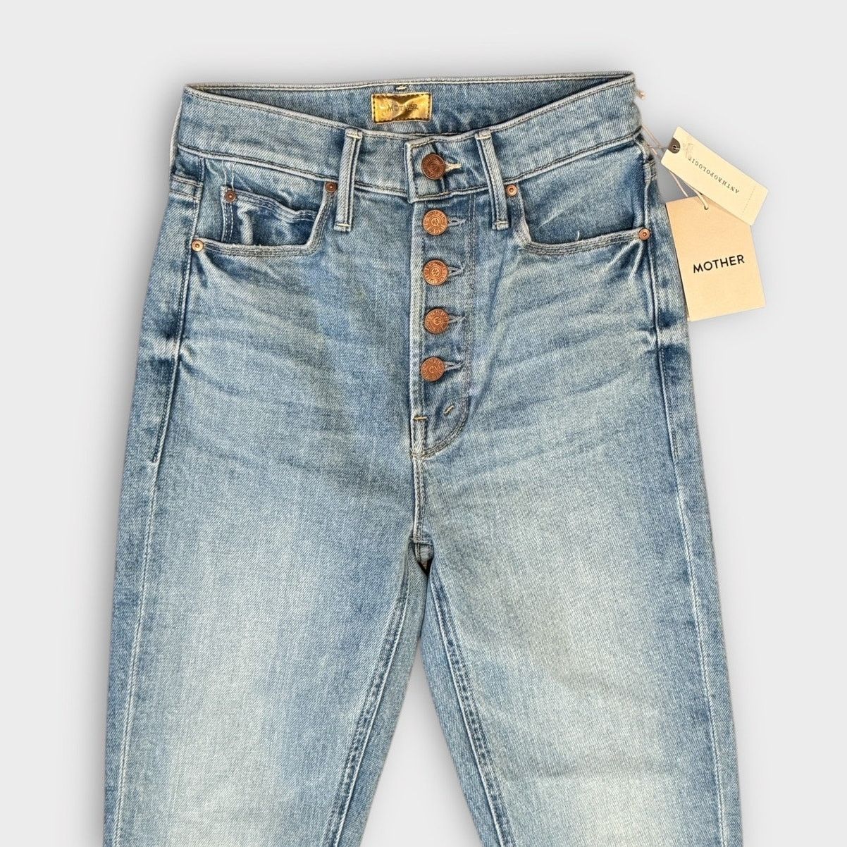 MOTHER NWT MOTHER The Pixie Dazzler Fray Hem Ankle Jeans Size 23 Size 23" - 5 Thumbnail