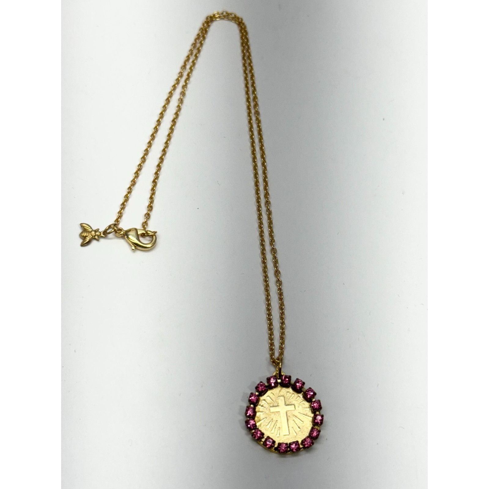 Vintage Vintage rhinestone pink cross charm necklace Size ONE SIZE - 1 Thumbnail