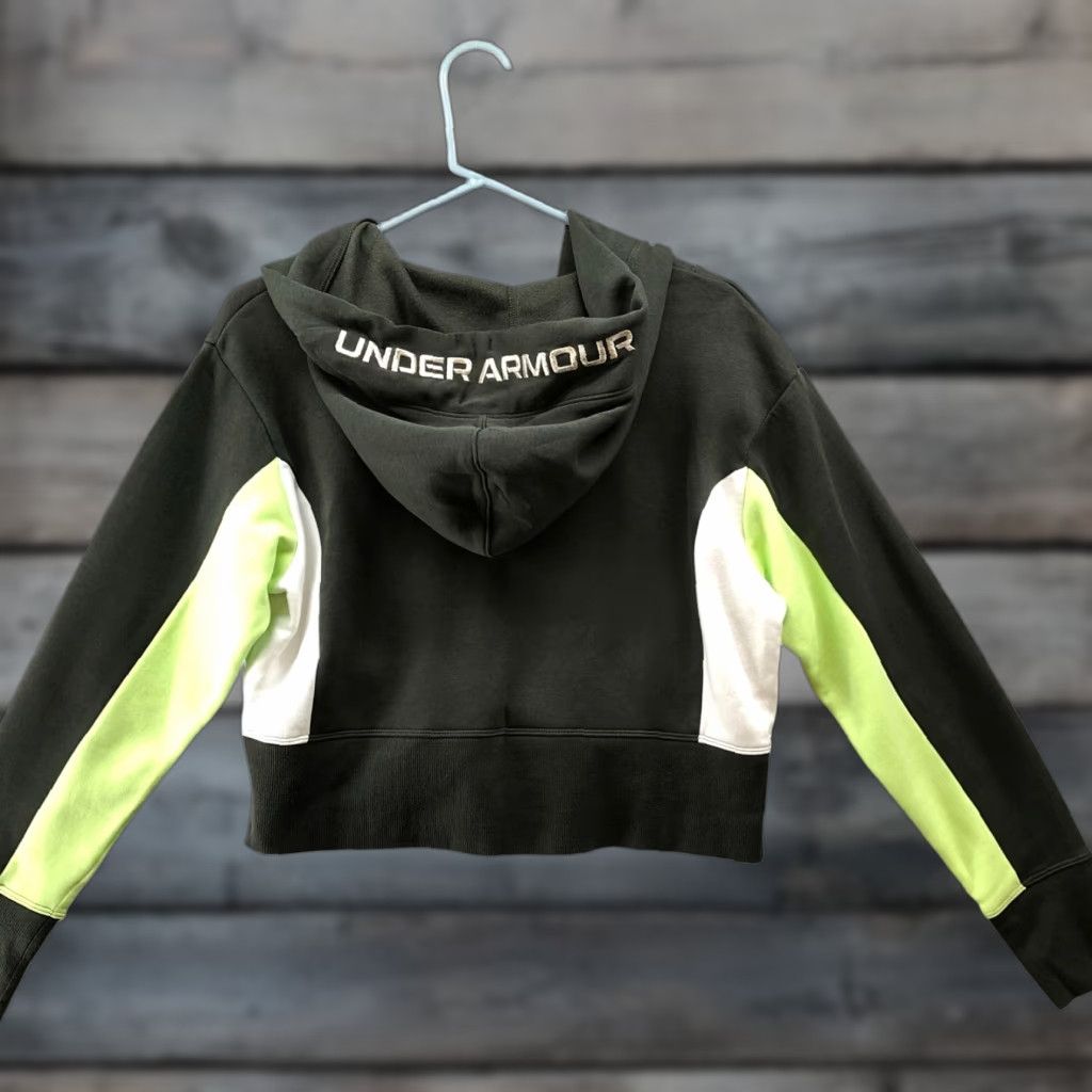 Under Armour Under Armour Rival Fleece Cropped Hoodie Womens S Loose Green Neon V-Neck Hoodie Size S / US 4 / IT 40 - 1 Thumbnail