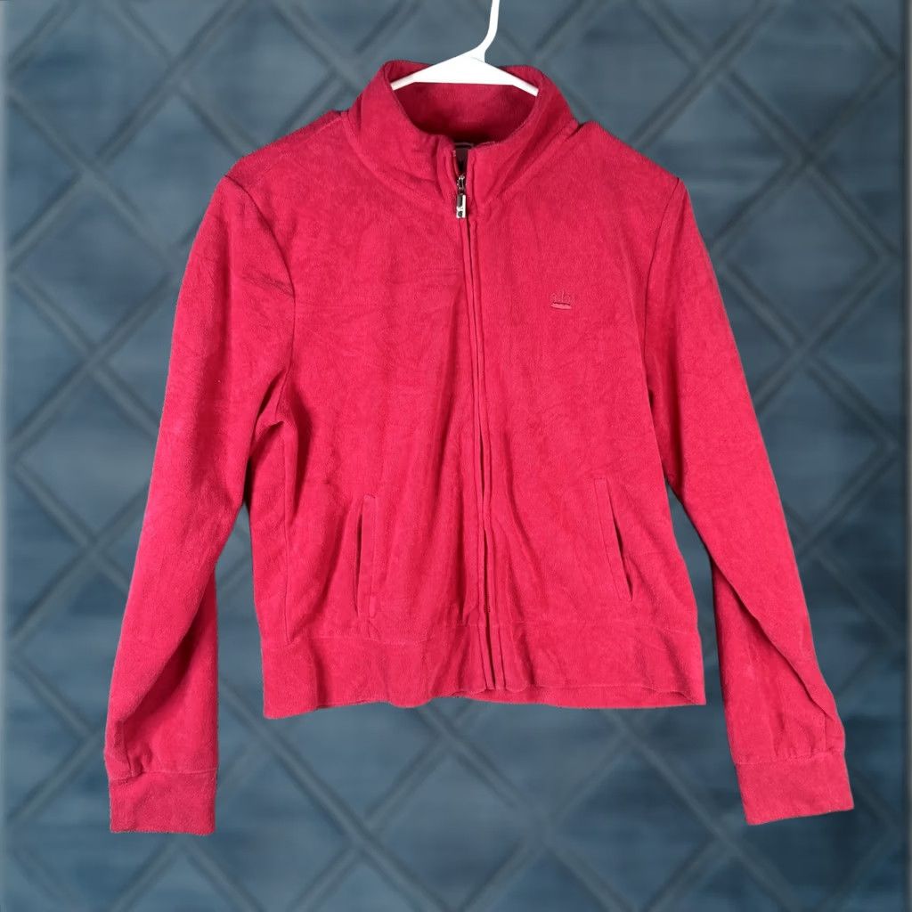 Juicy Couture Juicy Couture Track Jacket Womens L Pink Velour Full Zip Pockets Collared Size L / US 10 / IT 46 - 1 Thumbnail