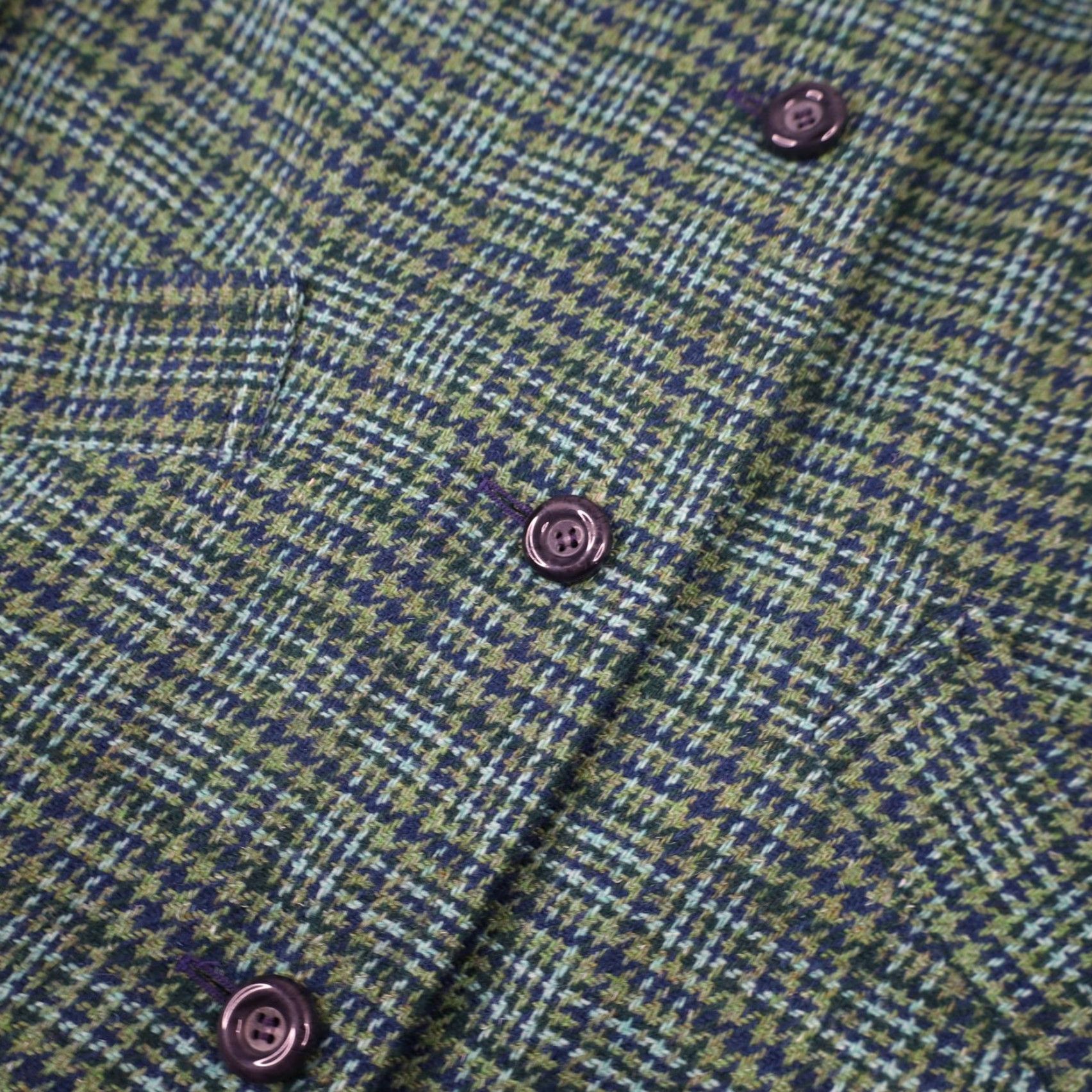Pendleton VINTAGE Pendleton Overcoat Wool Houndstooth Satin Lined Green Womens Large 21"x44" Size L / US 10 / IT 46 - 4 Thumbnail