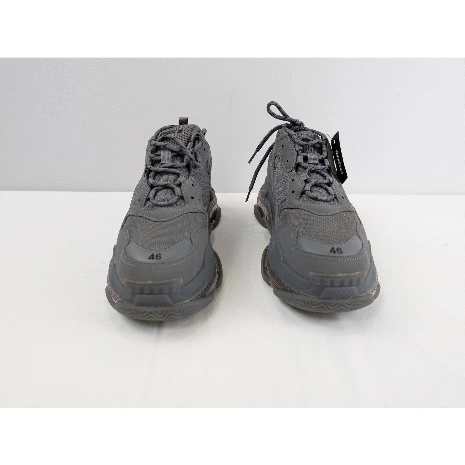 Balenciaga o1rshd1 Clear Sole Leather Free Triple S Sneakers Dark Grey Size US 12 / EU 45 - 11 Thumbnail