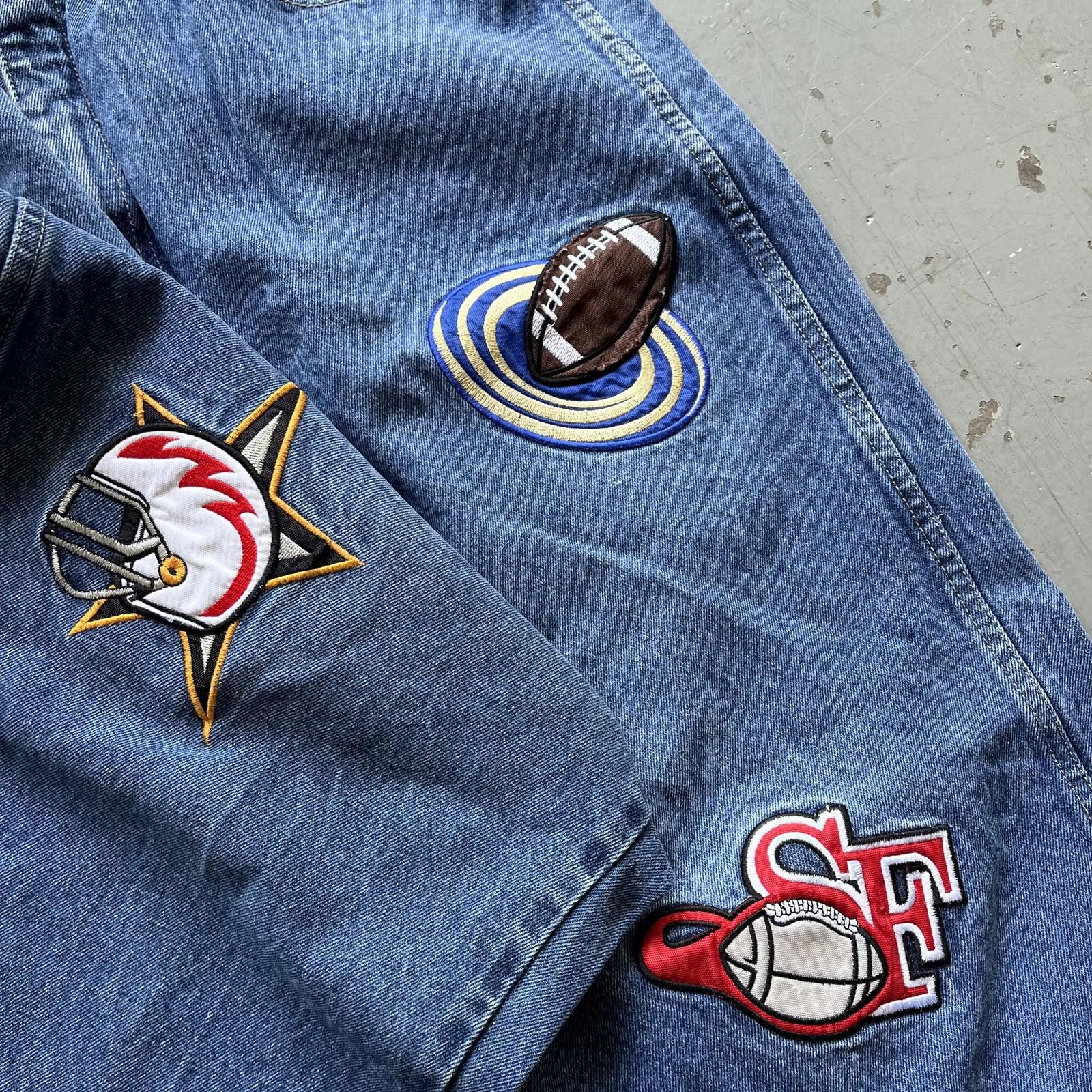 NFL × Vintage Vintage Y2K NFL Teams Embroidery Baggy Grunge Wide Leg Jeans Size US 36 / EU 52 - 5 Thumbnail