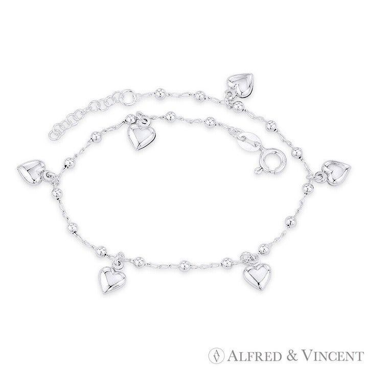 Other Puffed Heart, Bead & Twist Cable Chain Italian Charm Anklet Size ONE SIZE - 1 Preview